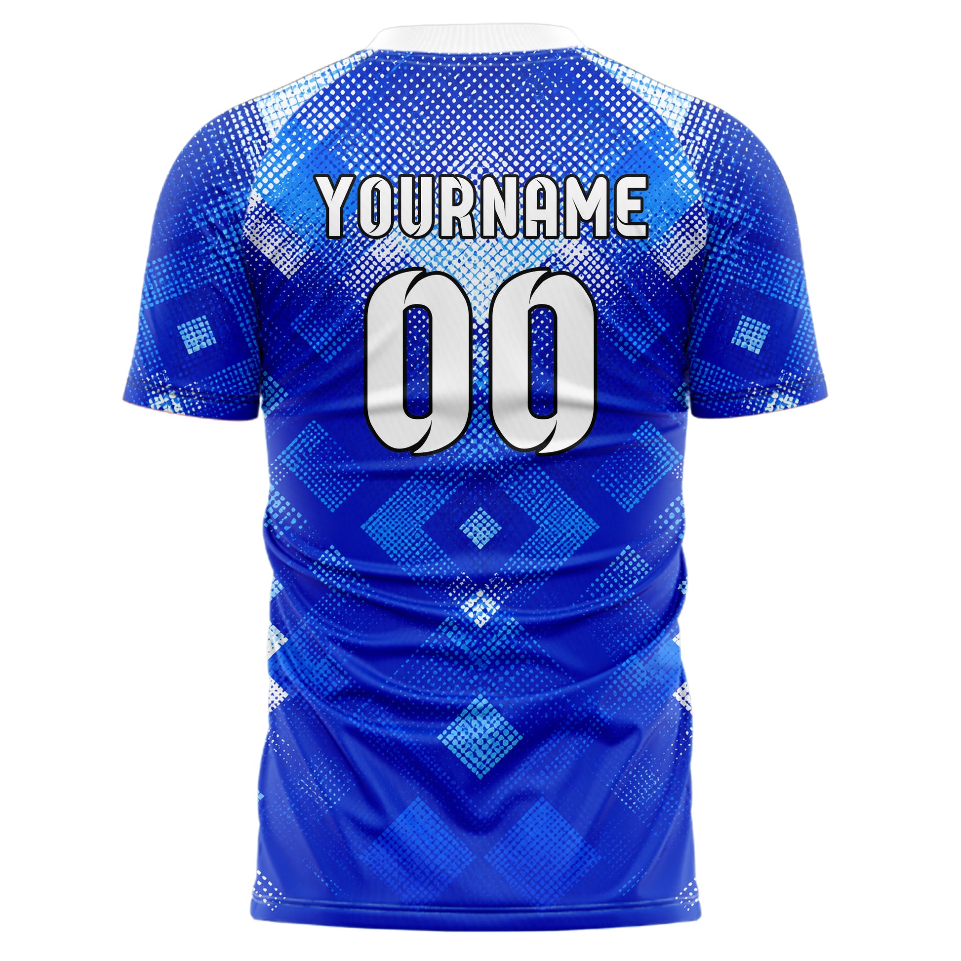 Royalblau lebendiges Rauten dichter Verlauf von oben Design 01-0208 individuelles Fußballtrikot back