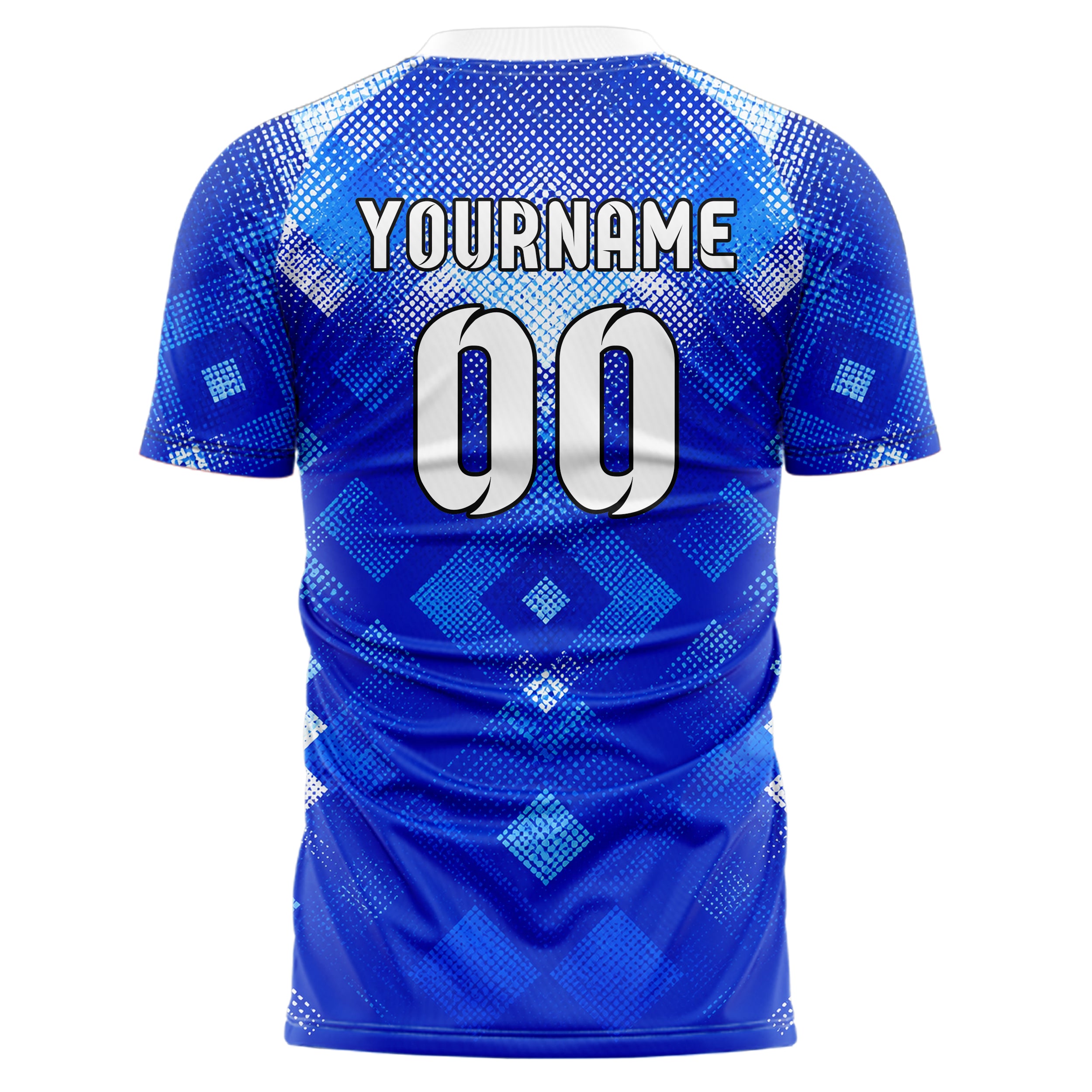 Royalblau lebendiges Rauten dichter Verlauf von oben Design 01-0208 individuelles Fußballtrikot back