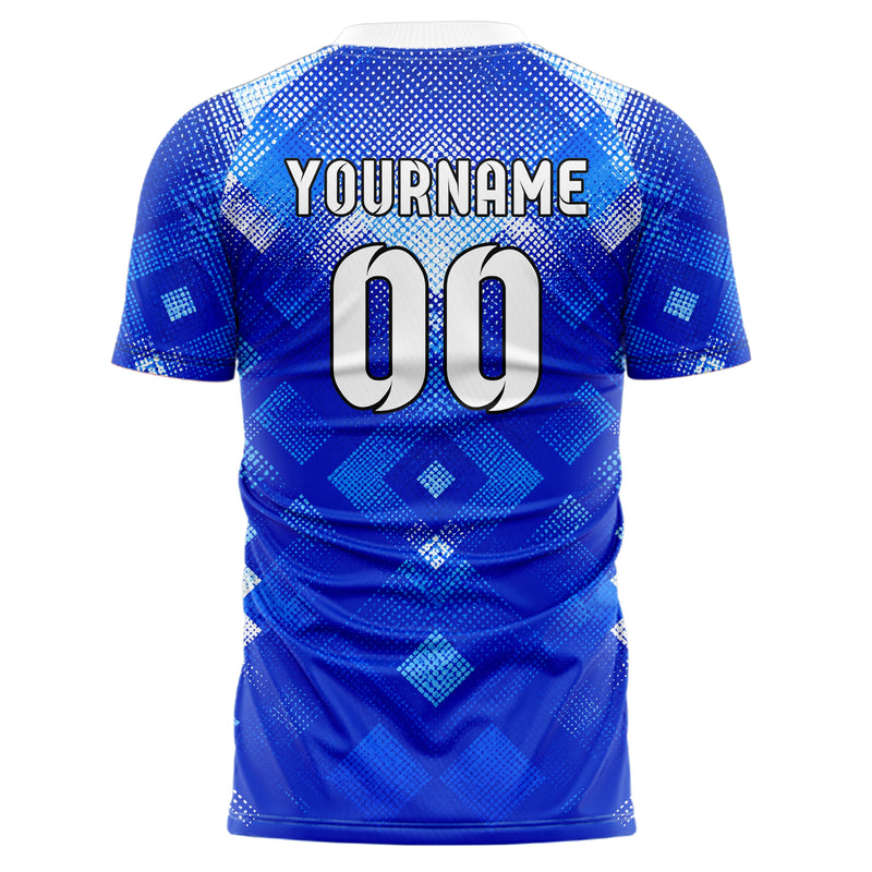 Royalblau lebendiges Rauten dichter Verlauf von oben Design 01-0208 individuelles Fußballtrikot back