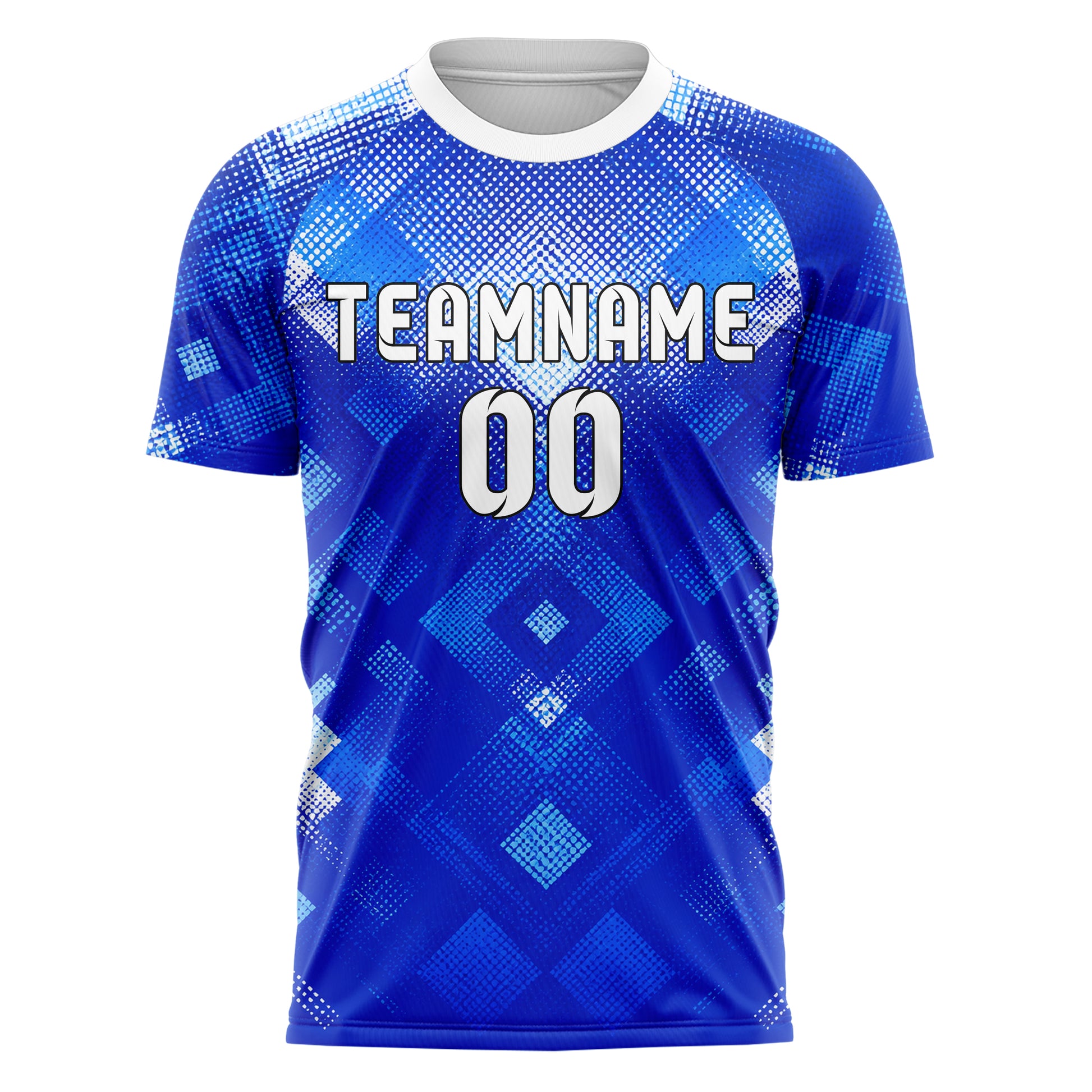 Royalblau lebendiges Rauten dichter Verlauf von oben Design 01-0208 individuelles Fußballtrikot front
