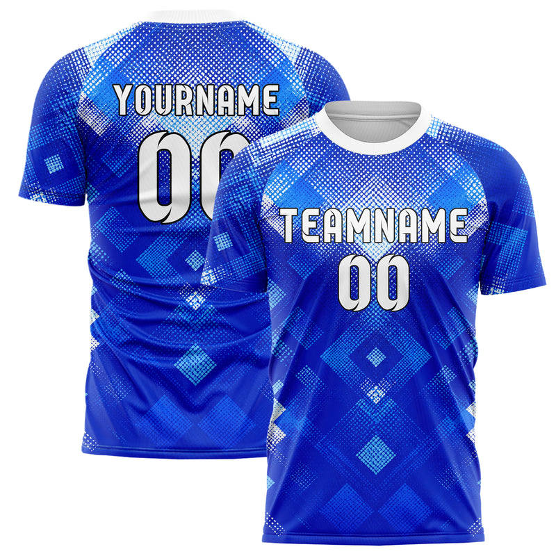 Royalblau lebendiges Rauten dichter Verlauf von oben Design 01-0208 individuelles Fußballtrikot main