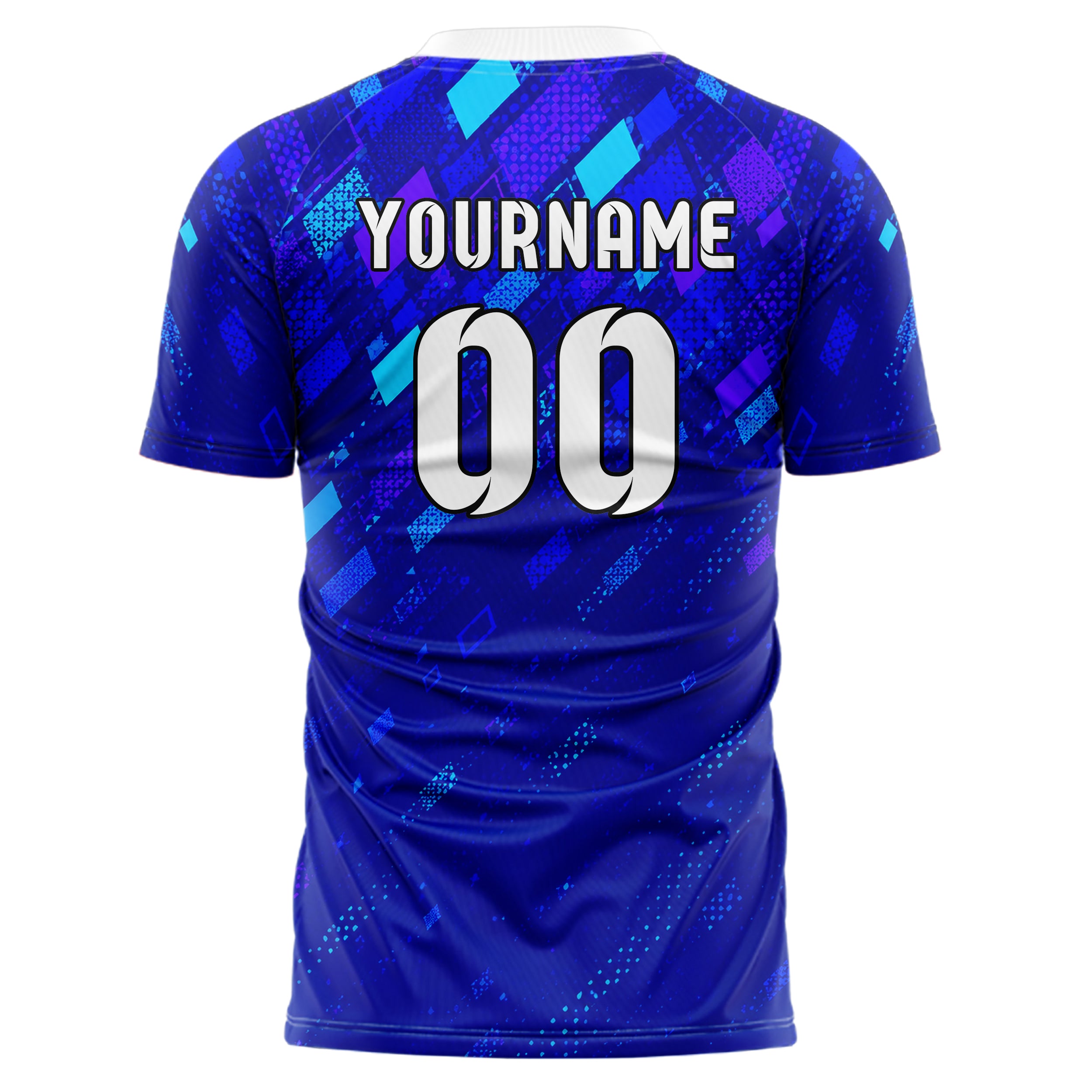 Royalblau lebendiges Rauten dichter Verlauf von oben Design 01-0392 individuelles Fußballtrikot back