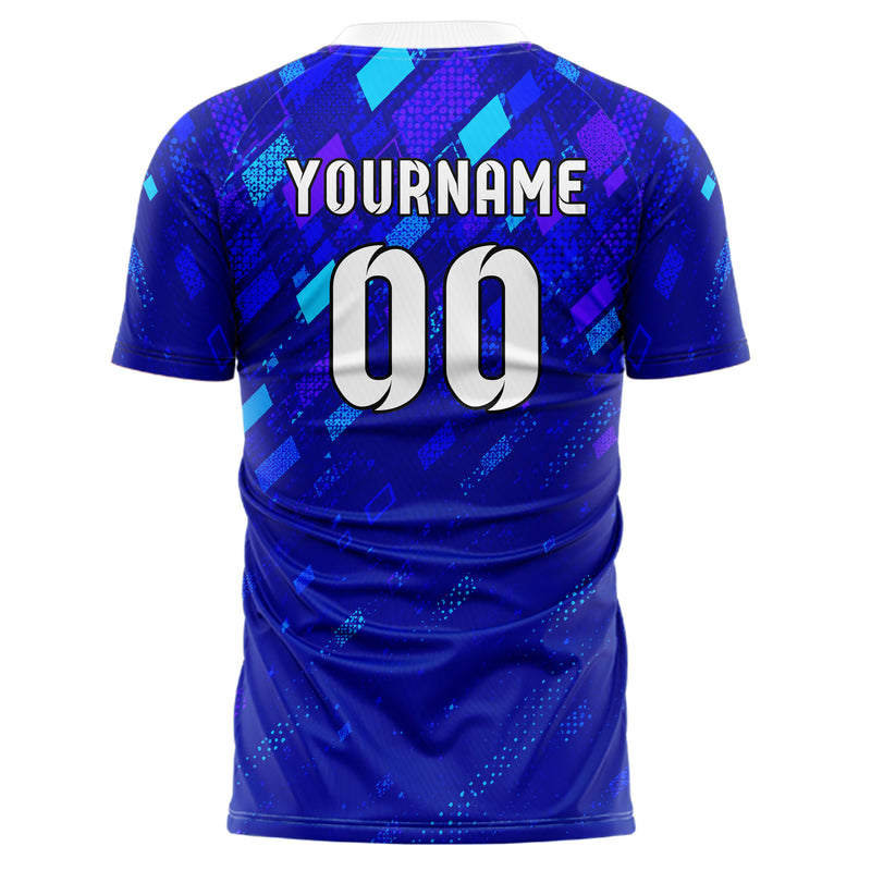 Royalblau lebendiges Rauten dichter Verlauf von oben Design 01-0392 individuelles Fußballtrikot back