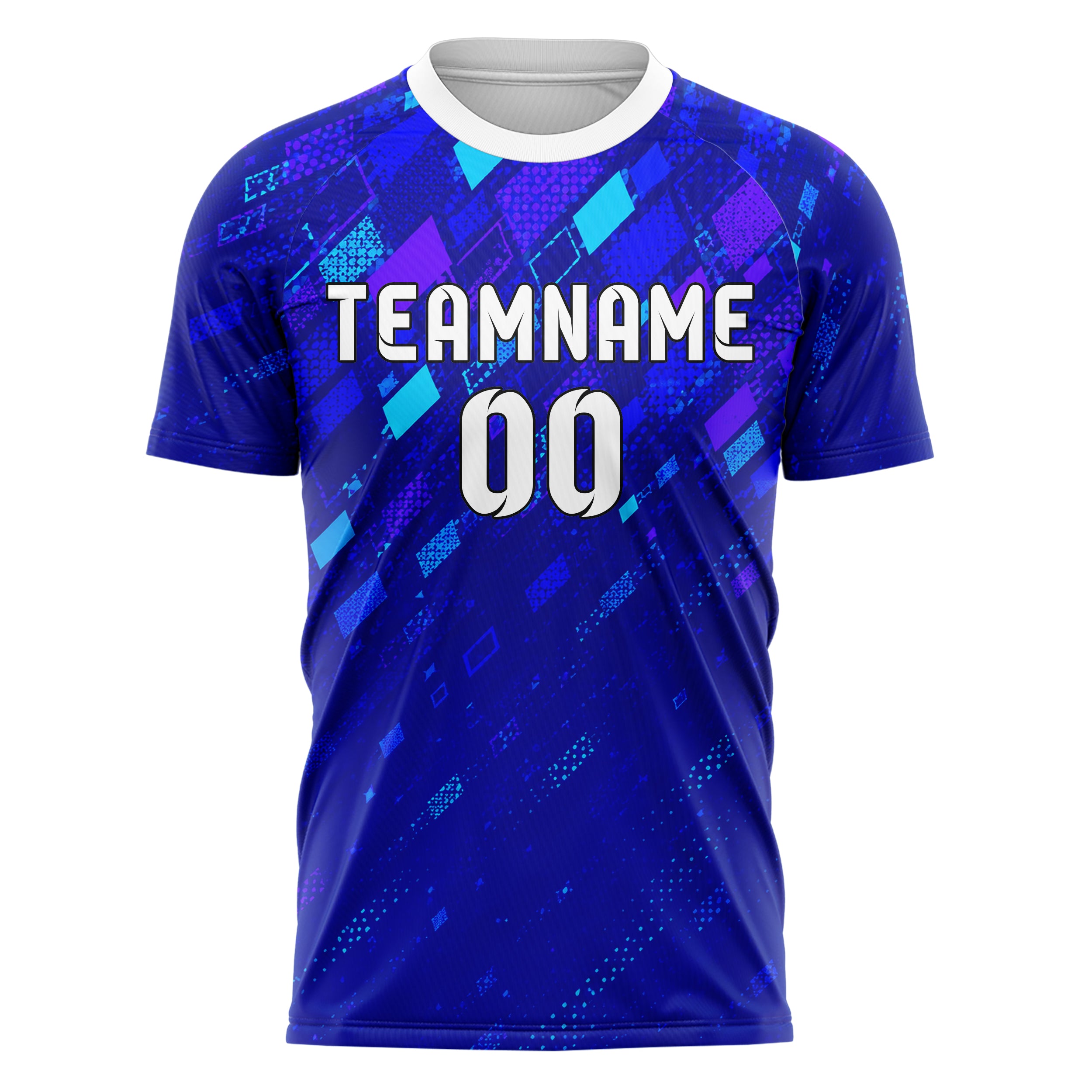 Royalblau lebendiges Rauten dichter Verlauf von oben Design 01-0392 individuelles Fußballtrikot front