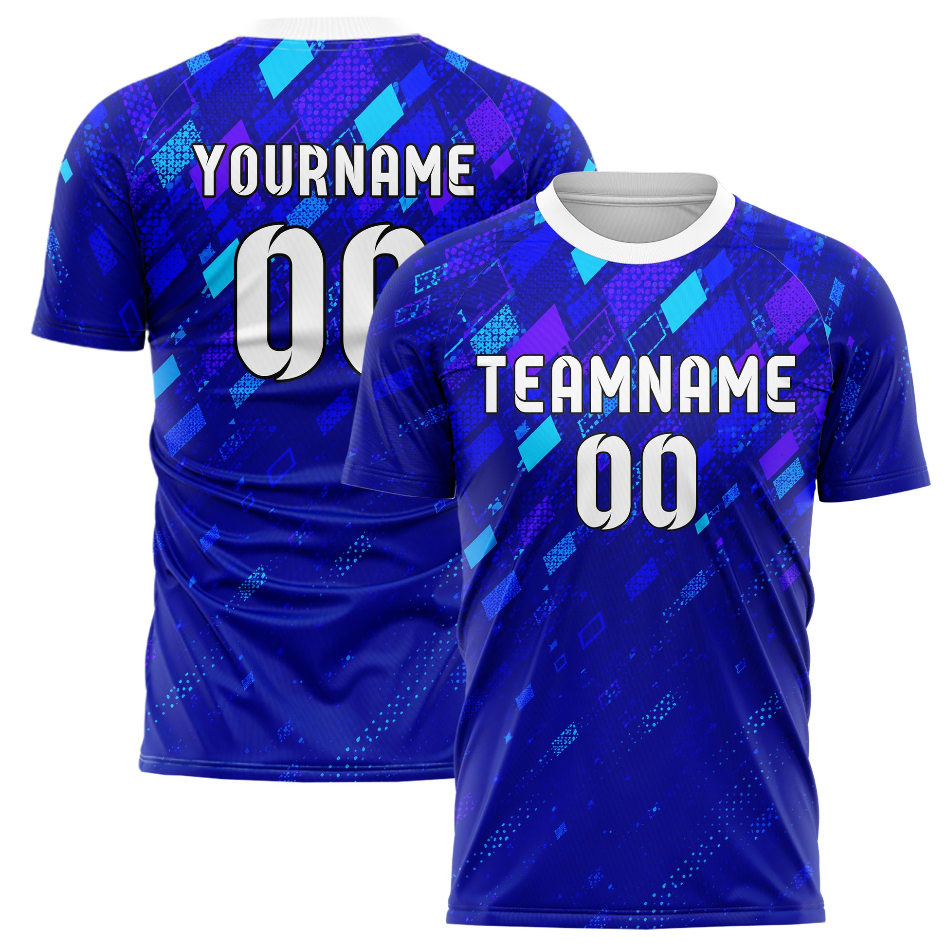 Royalblau lebendiges Rauten dichter Verlauf von oben Design 01-0392 individuelles Fußballtrikot main