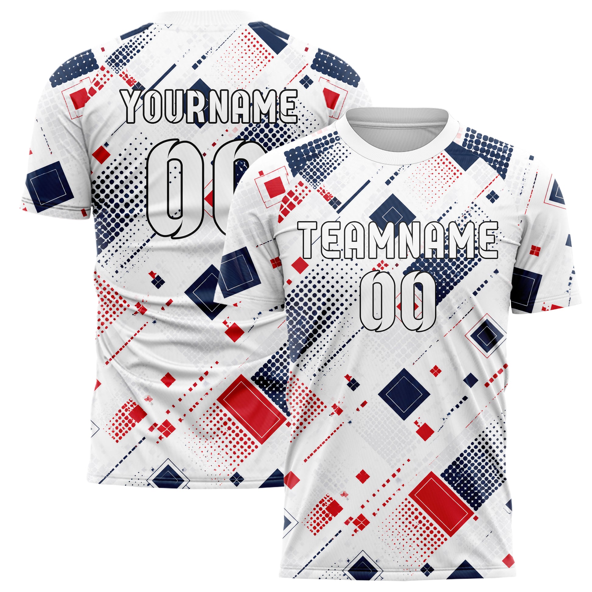 Weiss klassisches Rauten Square Grid Design 01-0029 individuelles Fußballtrikot main