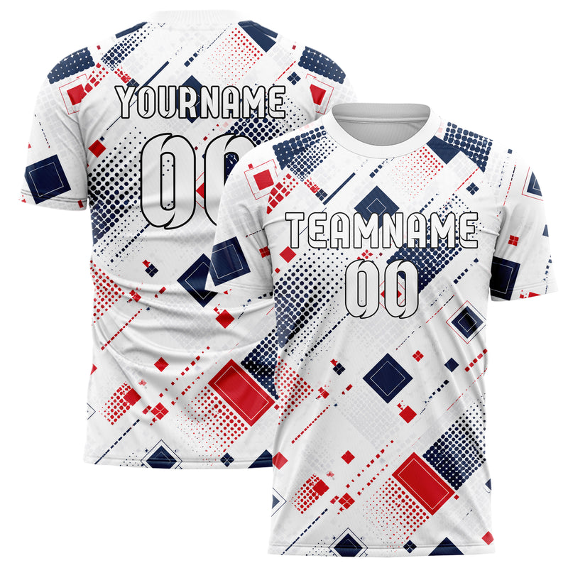 Weiss klassisches Rauten Square Grid Design 01-0029 individuelles Fußballtrikot main