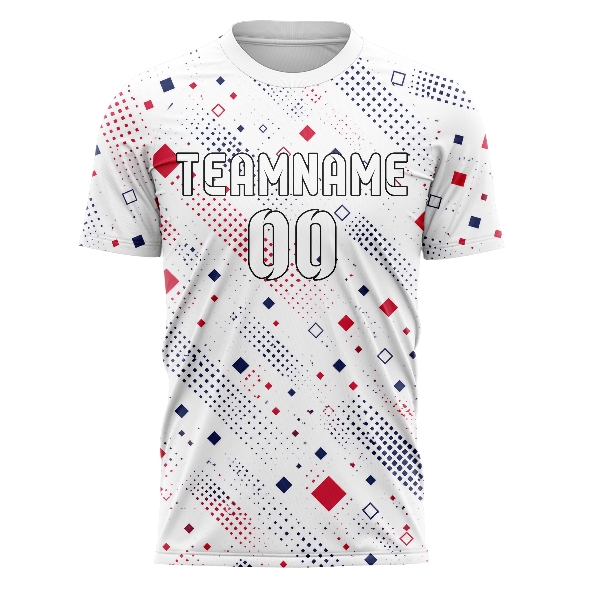 Weiss klassisches Rauten Square Grid Design 01-0365 individuelles Fußballtrikot front