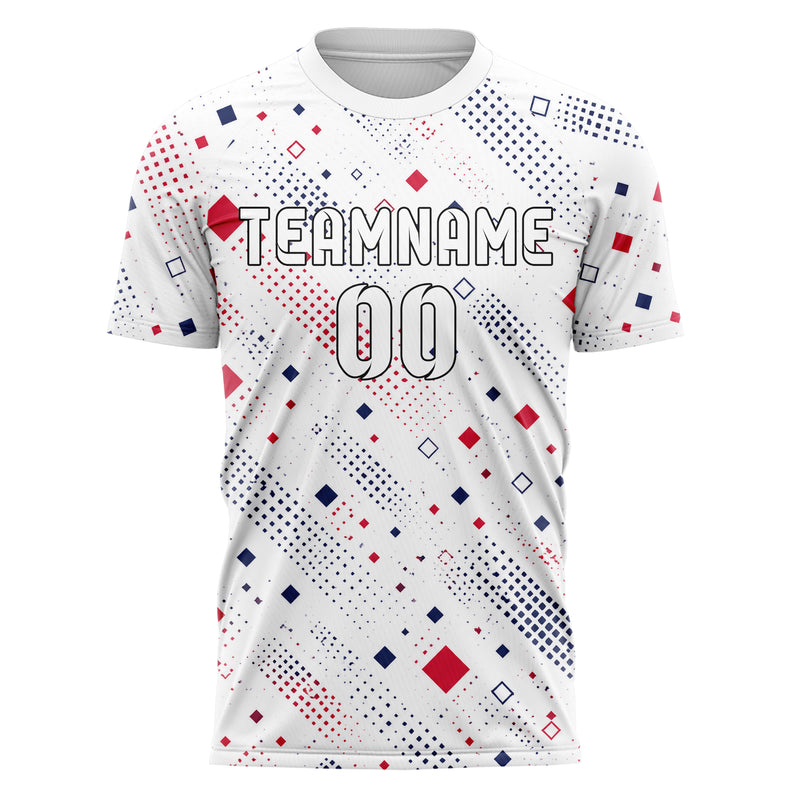 Weiss klassisches Rauten Square Grid Design 01-0365 individuelles Fußballtrikot front