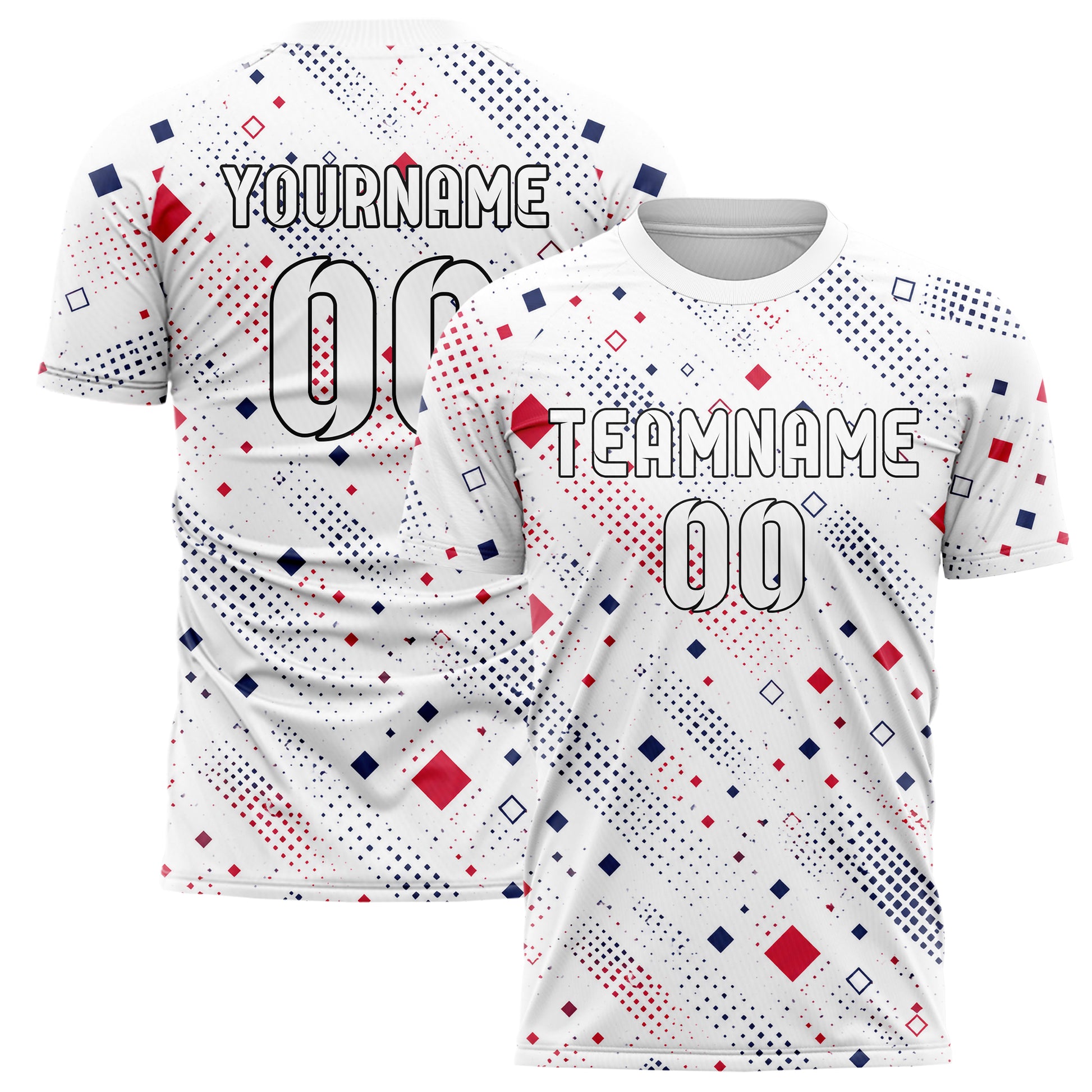 Weiss klassisches Rauten Square Grid Design 01-0365 individuelles Fußballtrikot main