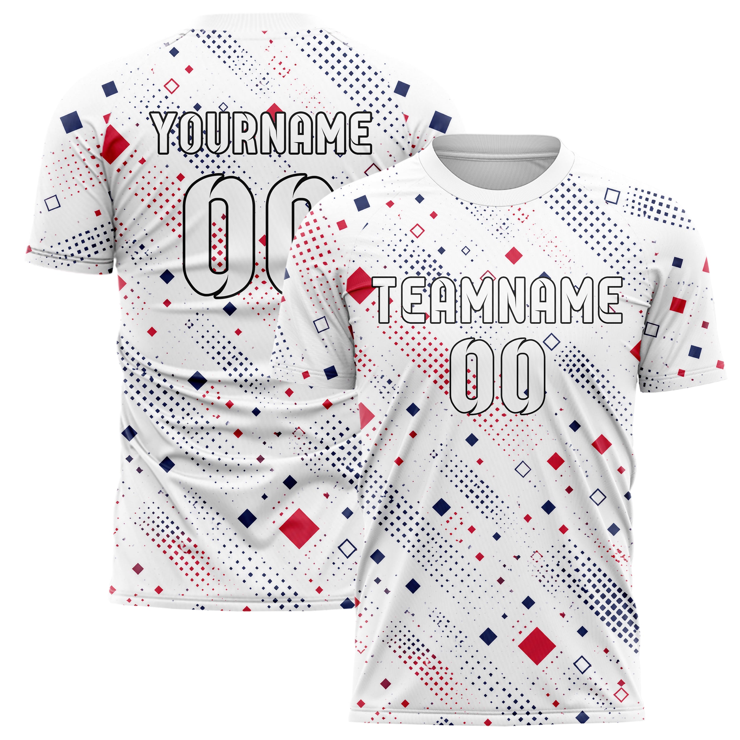 Weiss klassisches Rauten Square Grid Design 01-0365 individuelles Fußballtrikot main