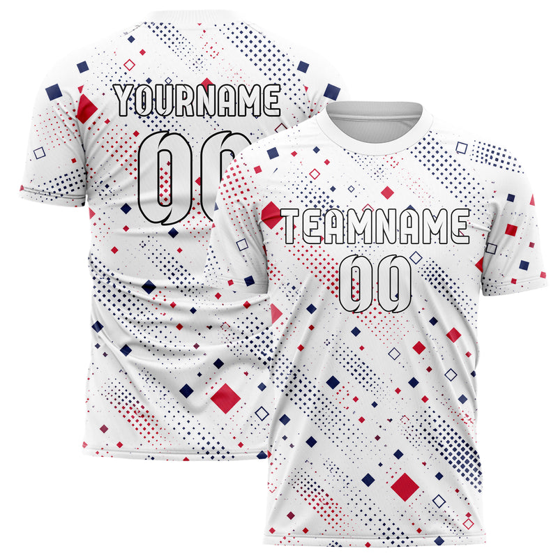Weiss klassisches Rauten Square Grid Design 01-0365 individuelles Fußballtrikot main