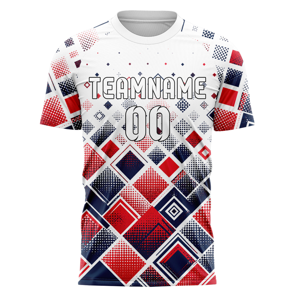 Weiss klassisches Rauten dichter Verlauf von unten Design 01-0071 individuelles Fußballtrikot front