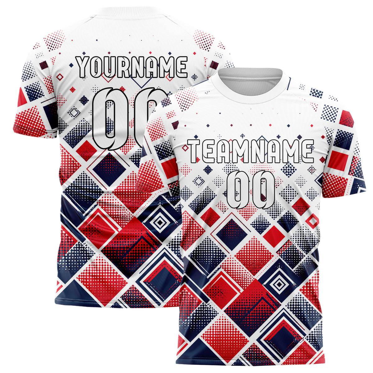 Weiss klassisches Rauten dichter Verlauf von unten Design 01-0071 individuelles Fußballtrikot main