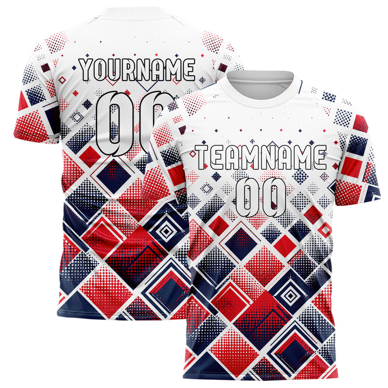 Weiss klassisches Rauten dichter Verlauf von unten Design 01-0071 individuelles Fußballtrikot main