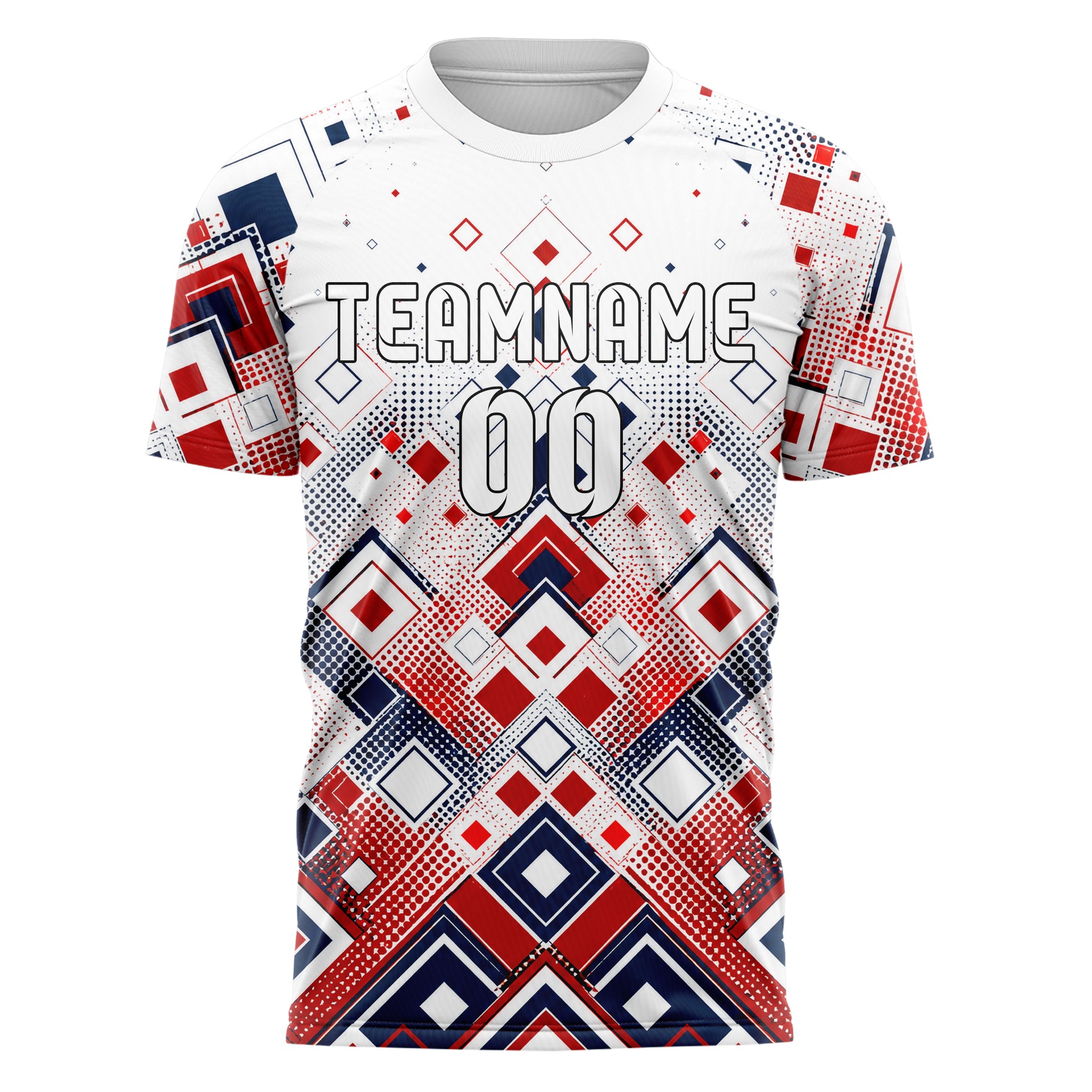 Weiss klassisches Rauten dichter Verlauf von unten Design 01-0287 individuelles Fußballtrikot front