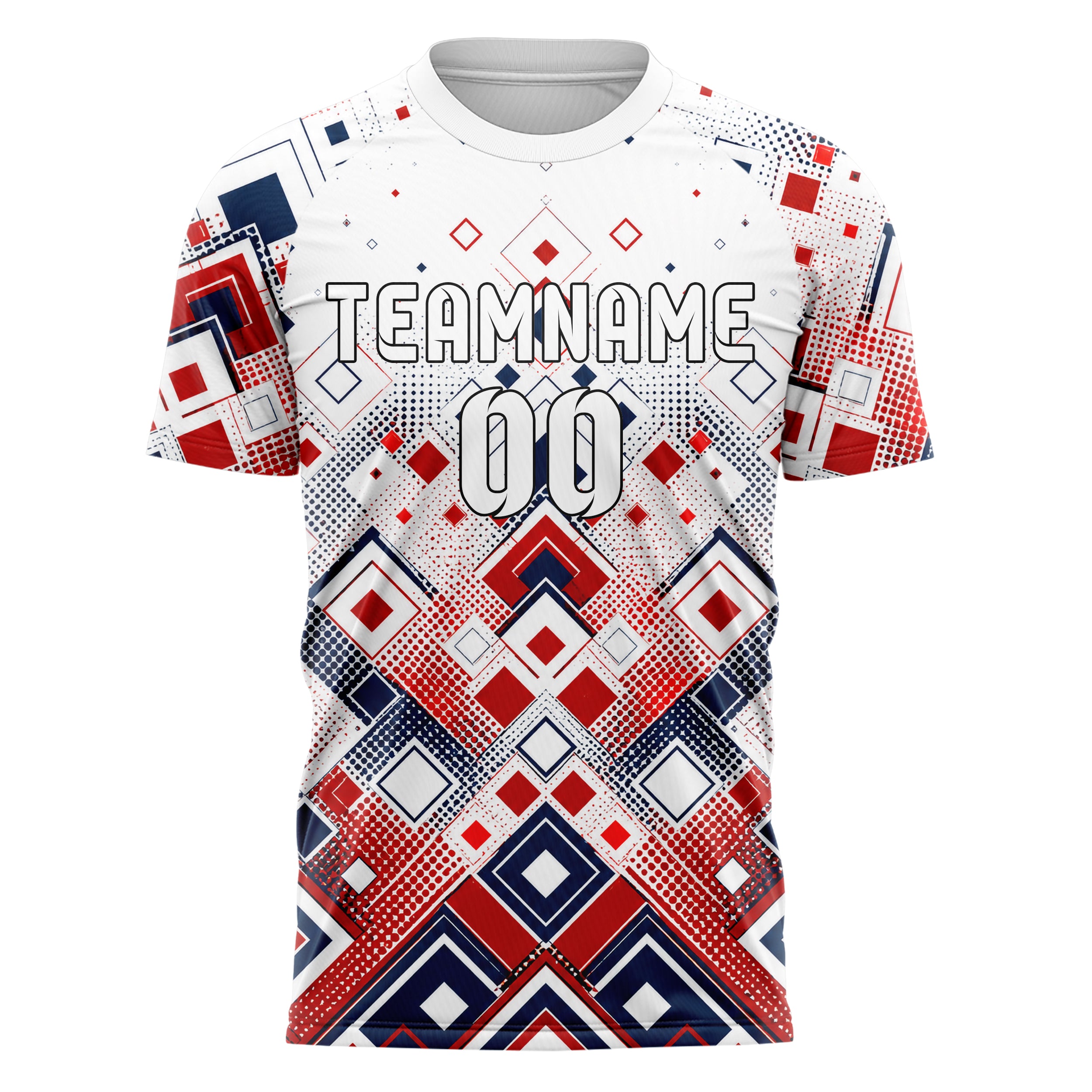 Weiss klassisches Rauten dichter Verlauf von unten Design 01-0287 individuelles Fußballtrikot front