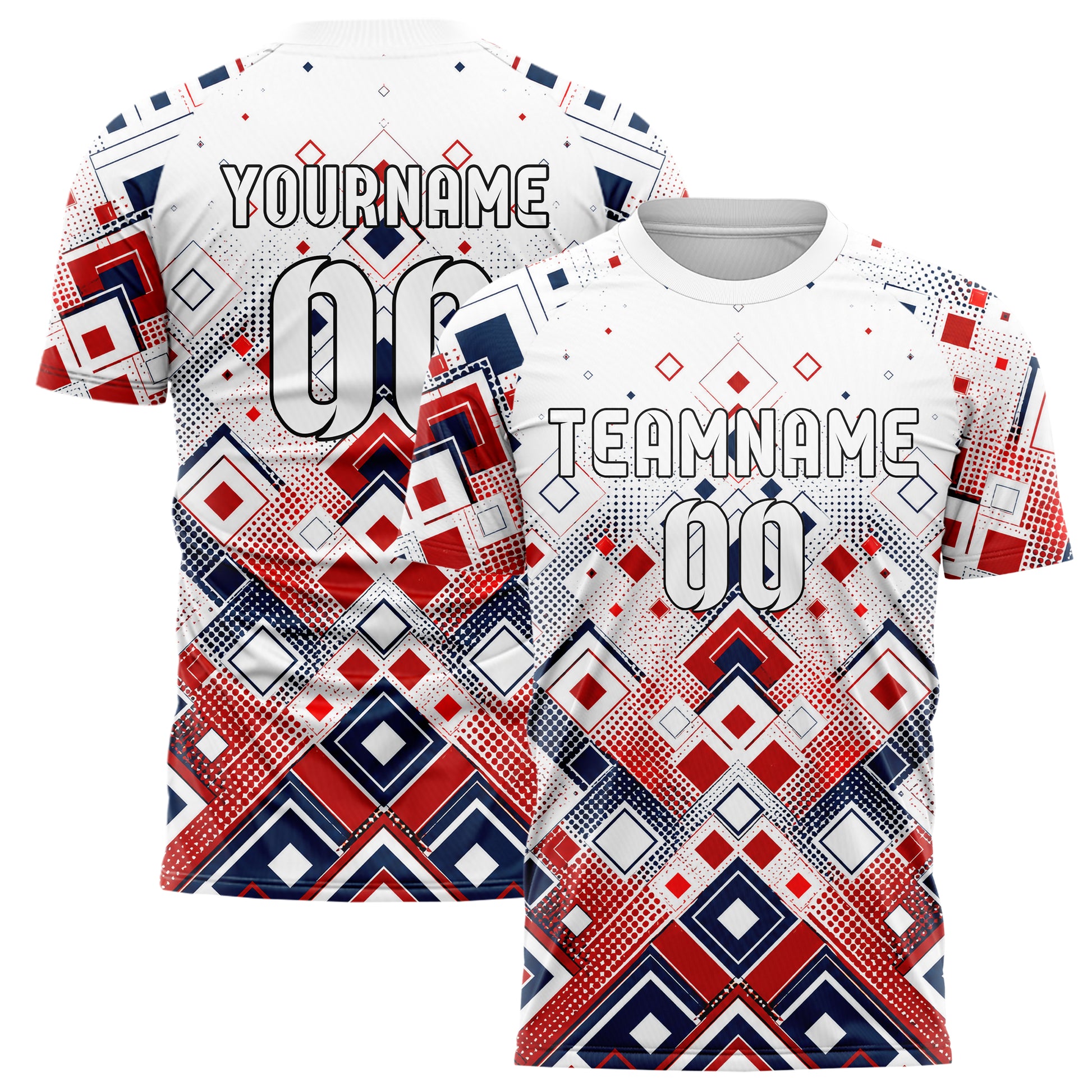 Weiss klassisches Rauten dichter Verlauf von unten Design 01-0287 individuelles Fußballtrikot main