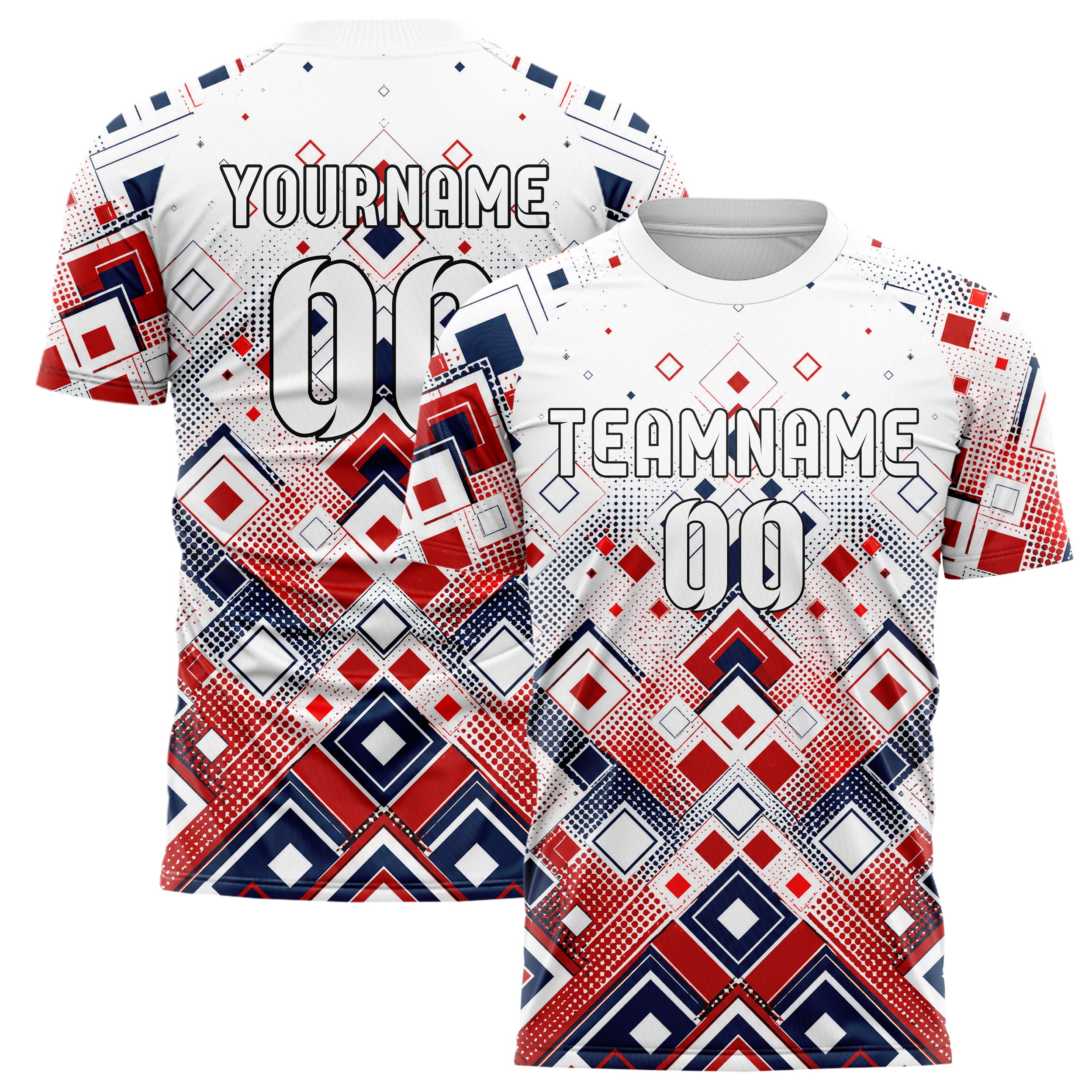 Weiss klassisches Rauten dichter Verlauf von unten Design 01-0287 individuelles Fußballtrikot main