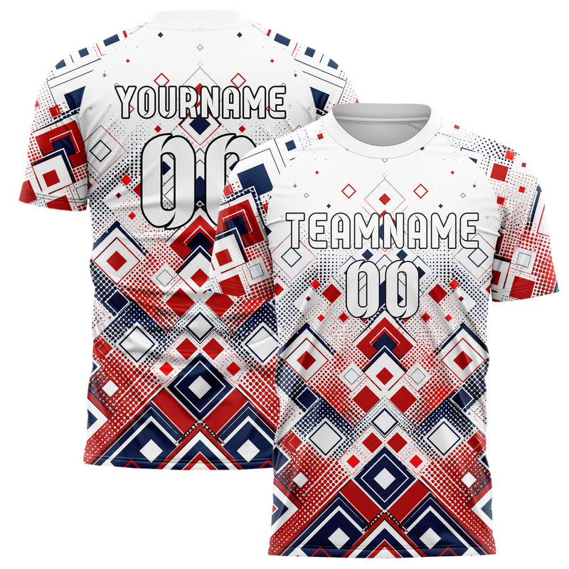 Weiss klassisches Rauten dichter Verlauf von unten Design 01-0287 individuelles Fußballtrikot main