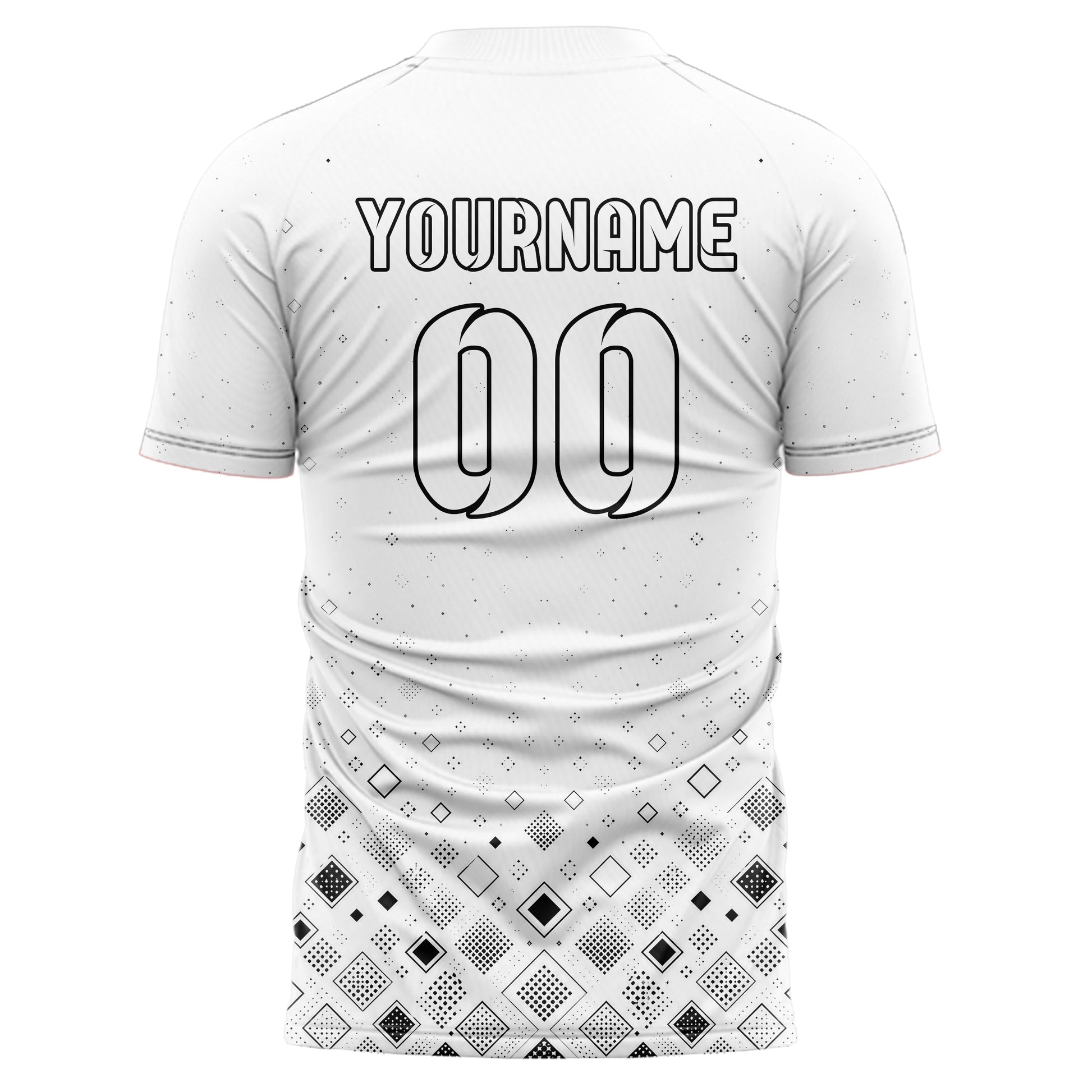 Weiss klassisches Rauten radialer Center Fade Design 01-0001 individuelles Fußballtrikot back