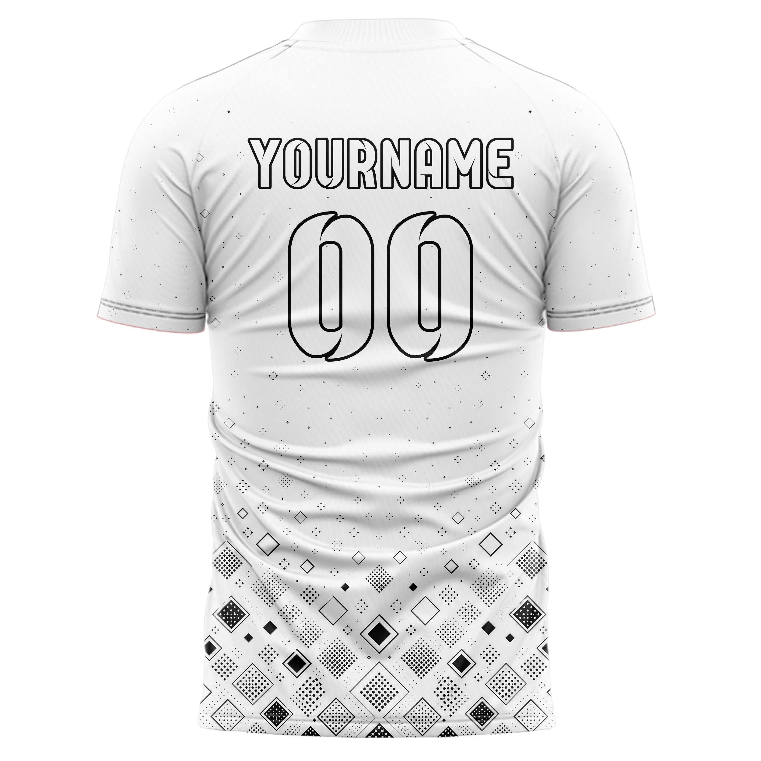 Weiss klassisches Rauten radialer Center Fade Design 01-0001 individuelles Fußballtrikot back
