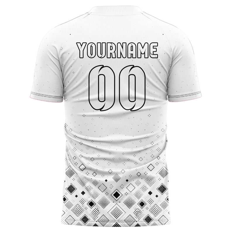 Weiss klassisches Rauten radialer Center Fade Design 01-0001 individuelles Fußballtrikot back
