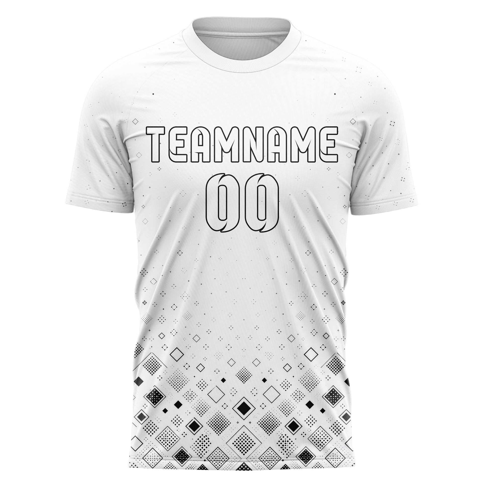 Weiss klassisches Rauten radialer Center Fade Design 01-0001 individuelles Fußballtrikot front