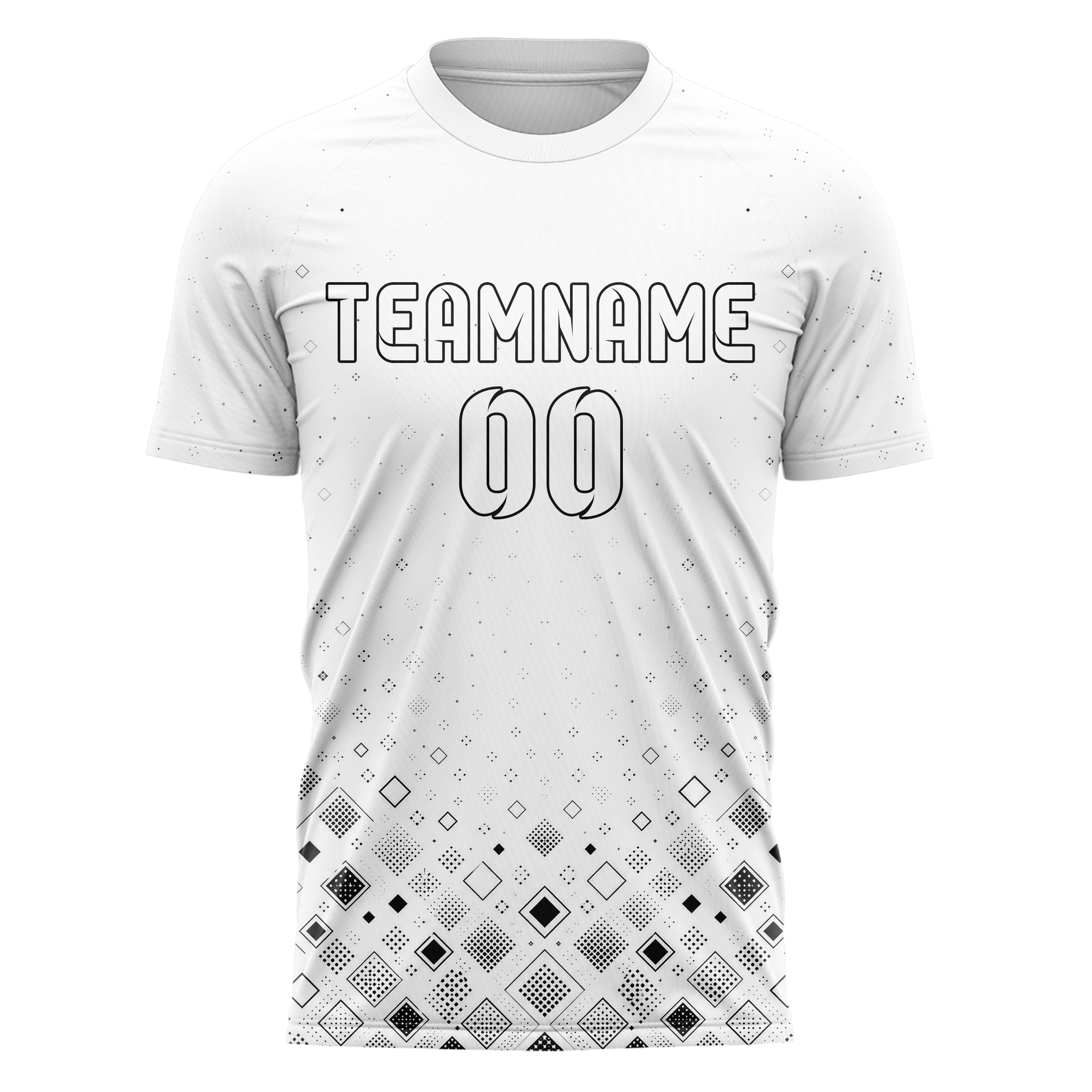 Weiss klassisches Rauten radialer Center Fade Design 01-0001 individuelles Fußballtrikot front