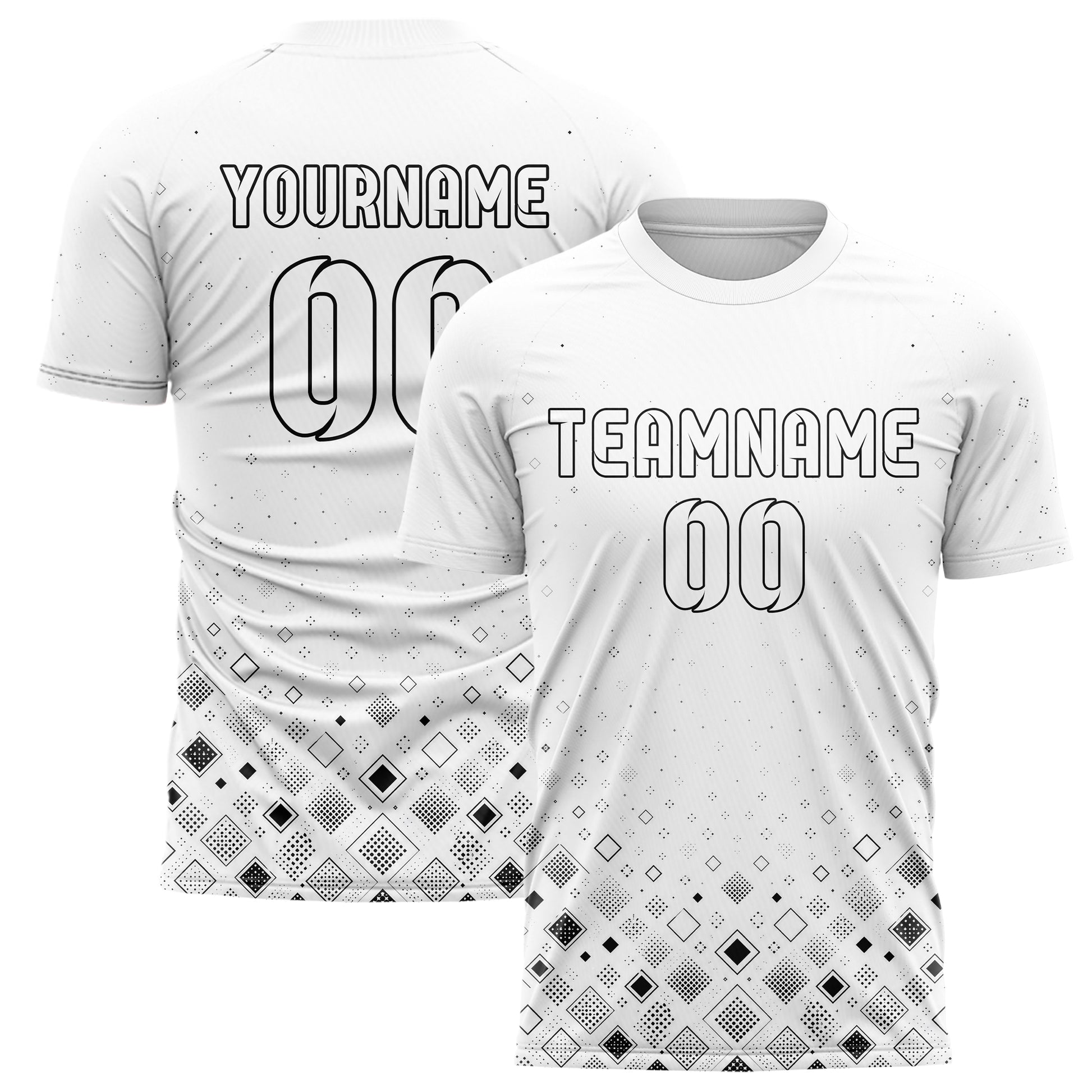 Weiss klassisches Rauten radialer Center Fade Design 01-0001 individuelles Fußballtrikot main