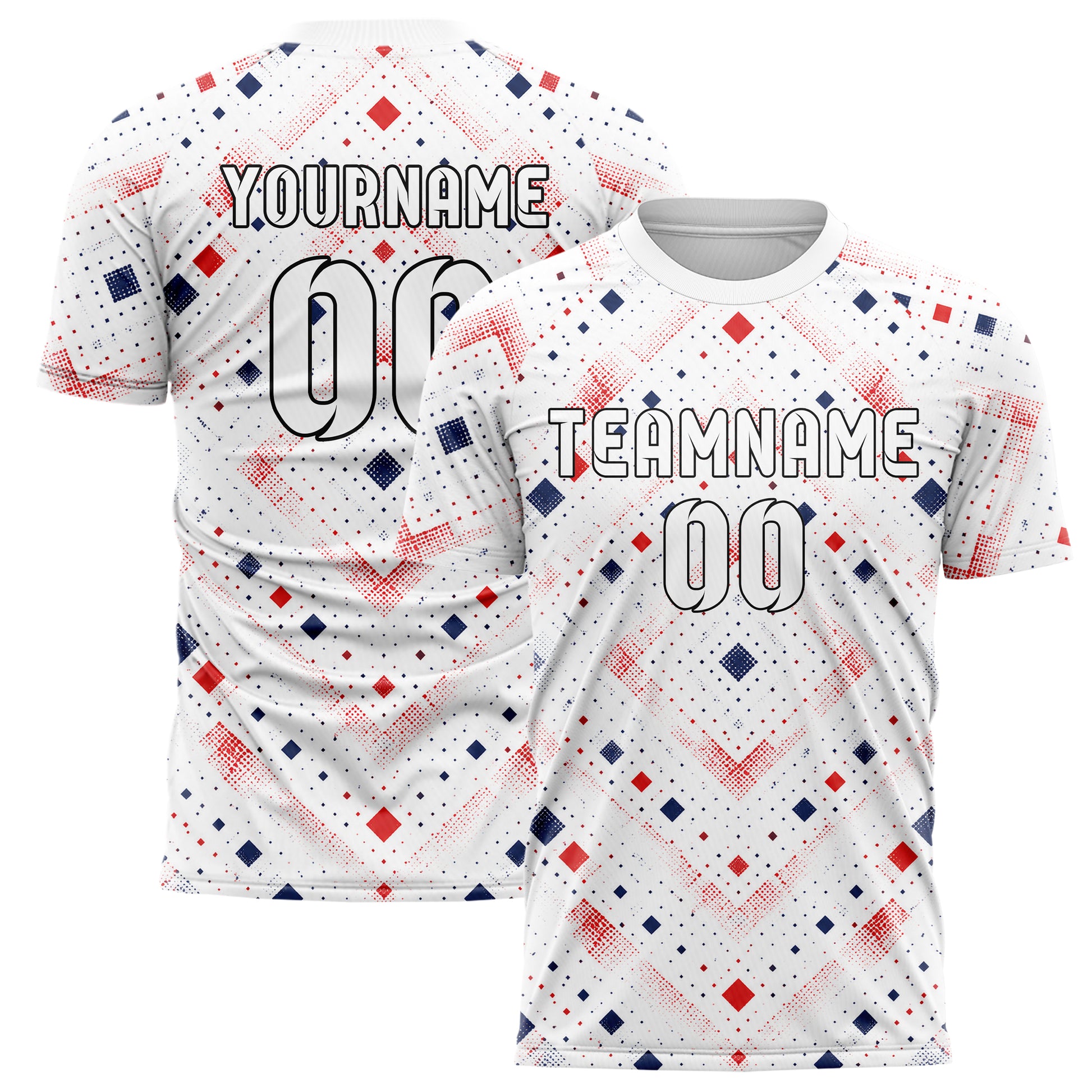Weiss klassisches Rauten diagonale Tessellation Design 01-0074 individuelles Fußballtrikot main