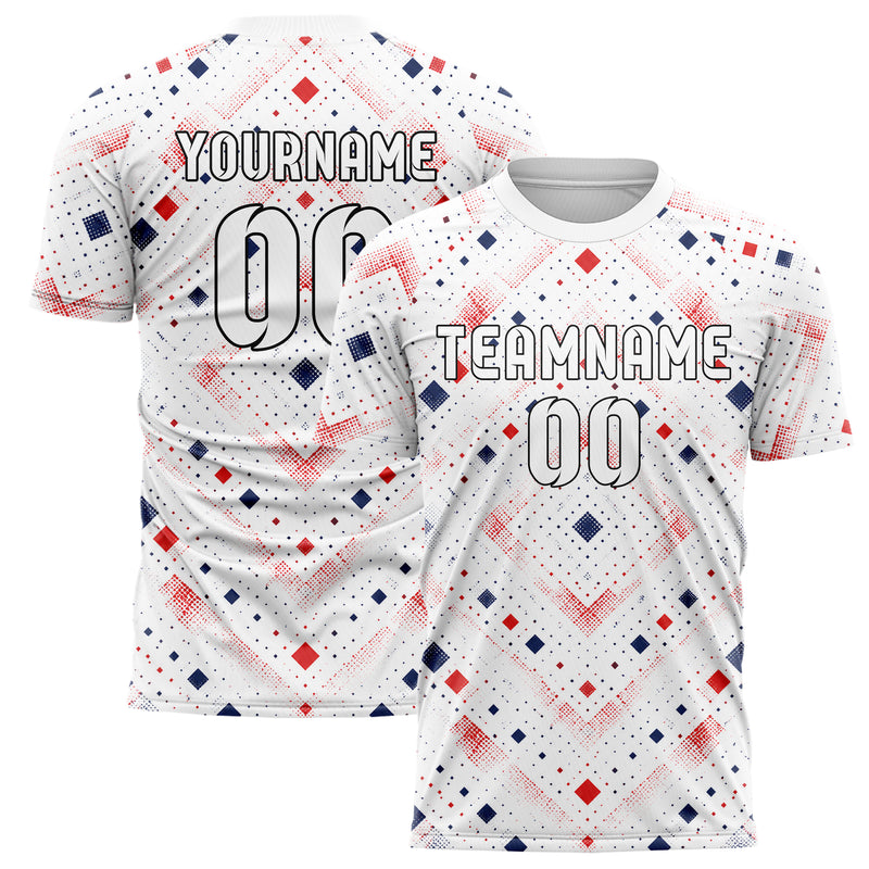 Weiss klassisches Rauten diagonale Tessellation Design 01-0074 individuelles Fußballtrikot main