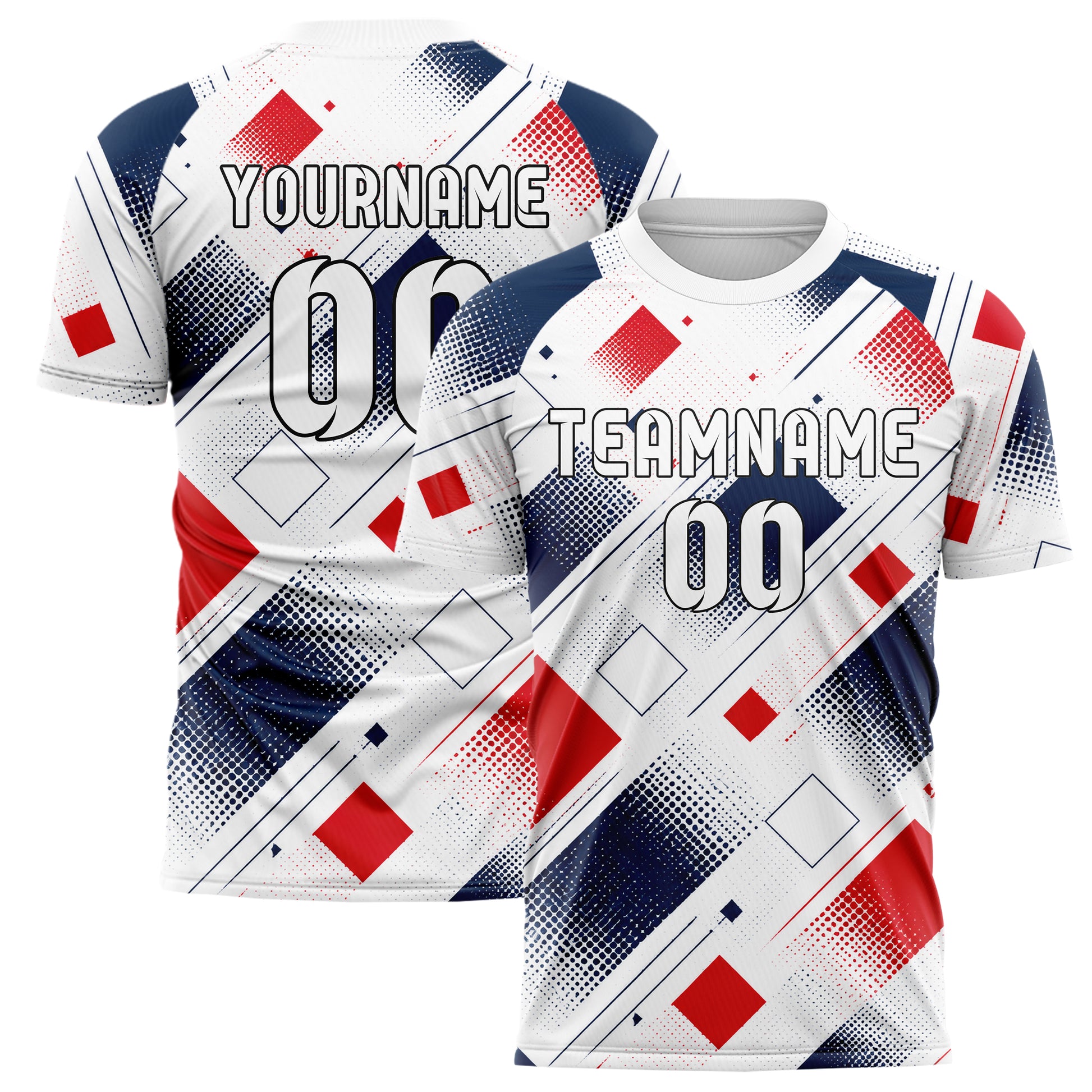 Weiss klassisches Rauten diagonale Tessellation Design 01-0122 individuelles Fußballtrikot main