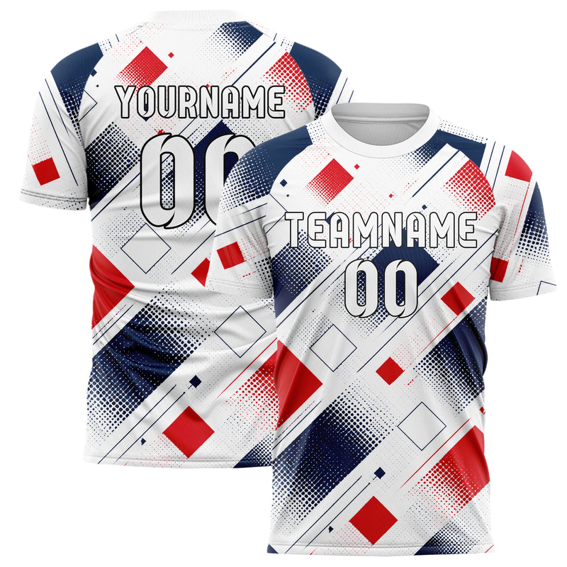 Weiss klassisches Rauten diagonale Tessellation Design 01-0122 individuelles Fußballtrikot main