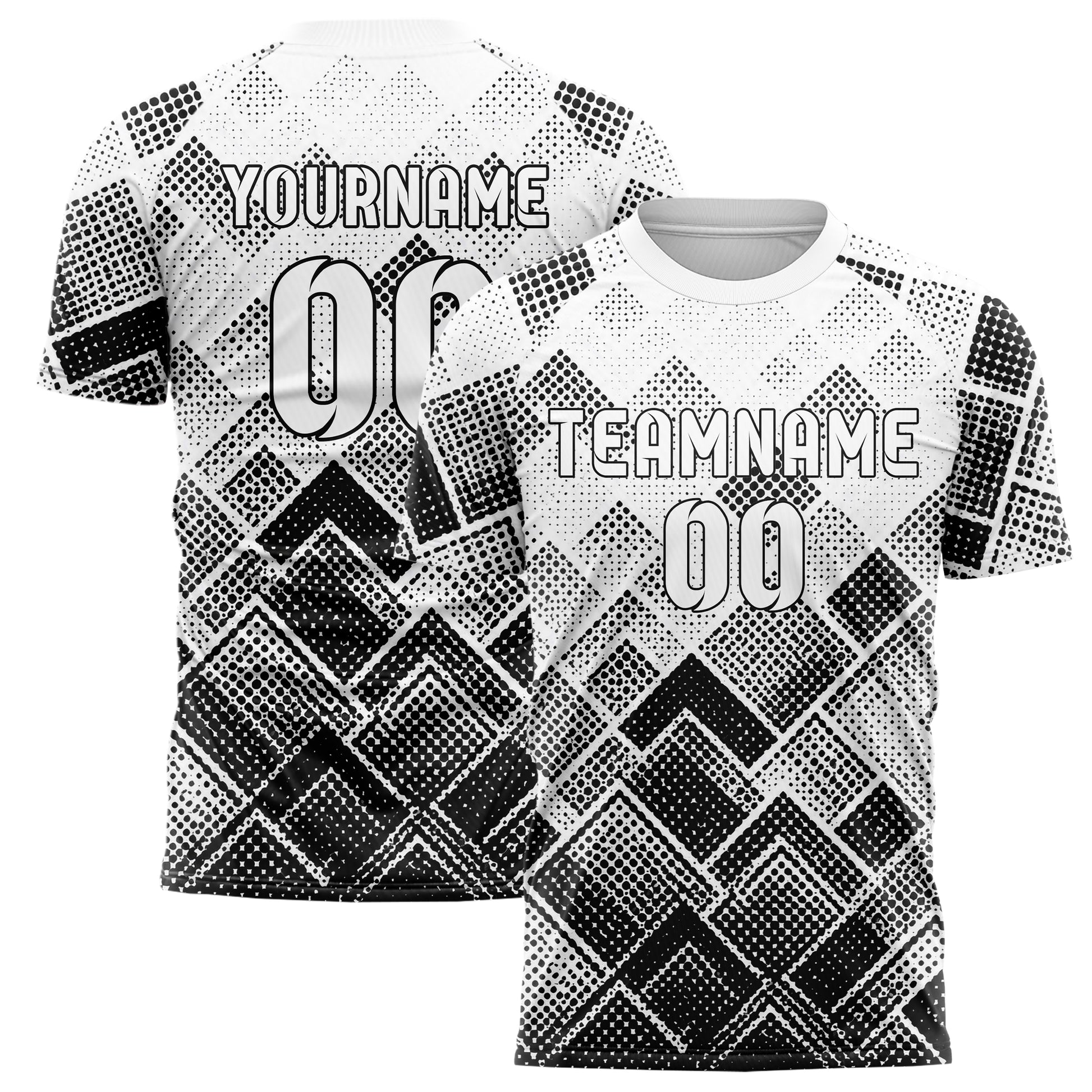 Weiss klassisches Rauten diagonale Tessellation Design 01-0178 individuelles Fußballtrikot main