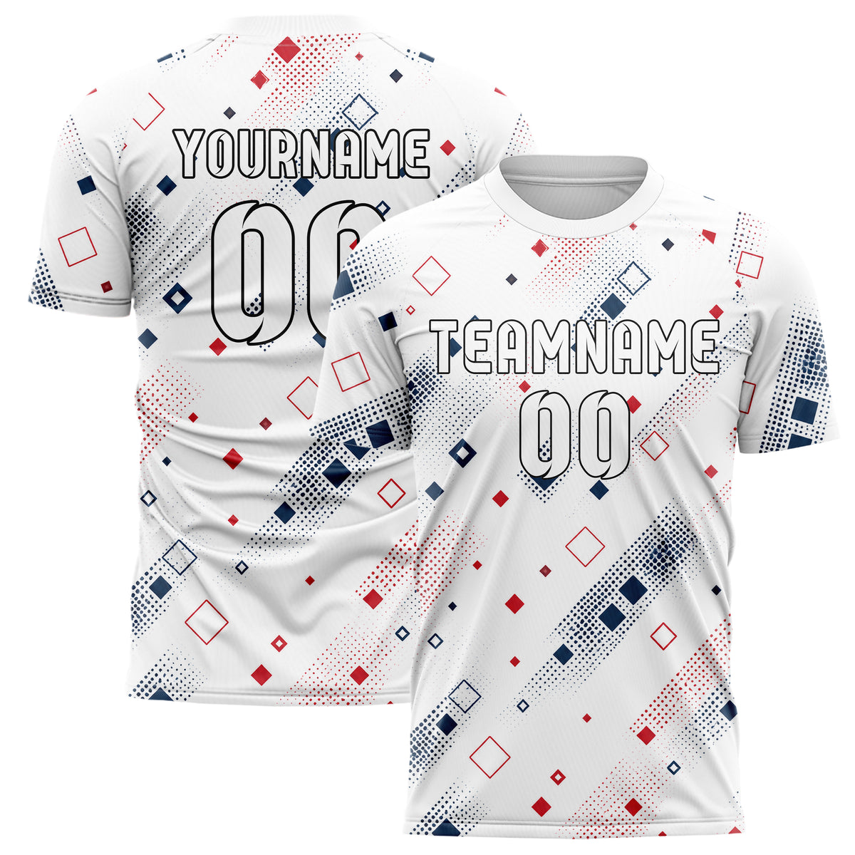 Weiss klassisches Rauten diagonale Tessellation Design 01-0290 individuelles Fußballtrikot main