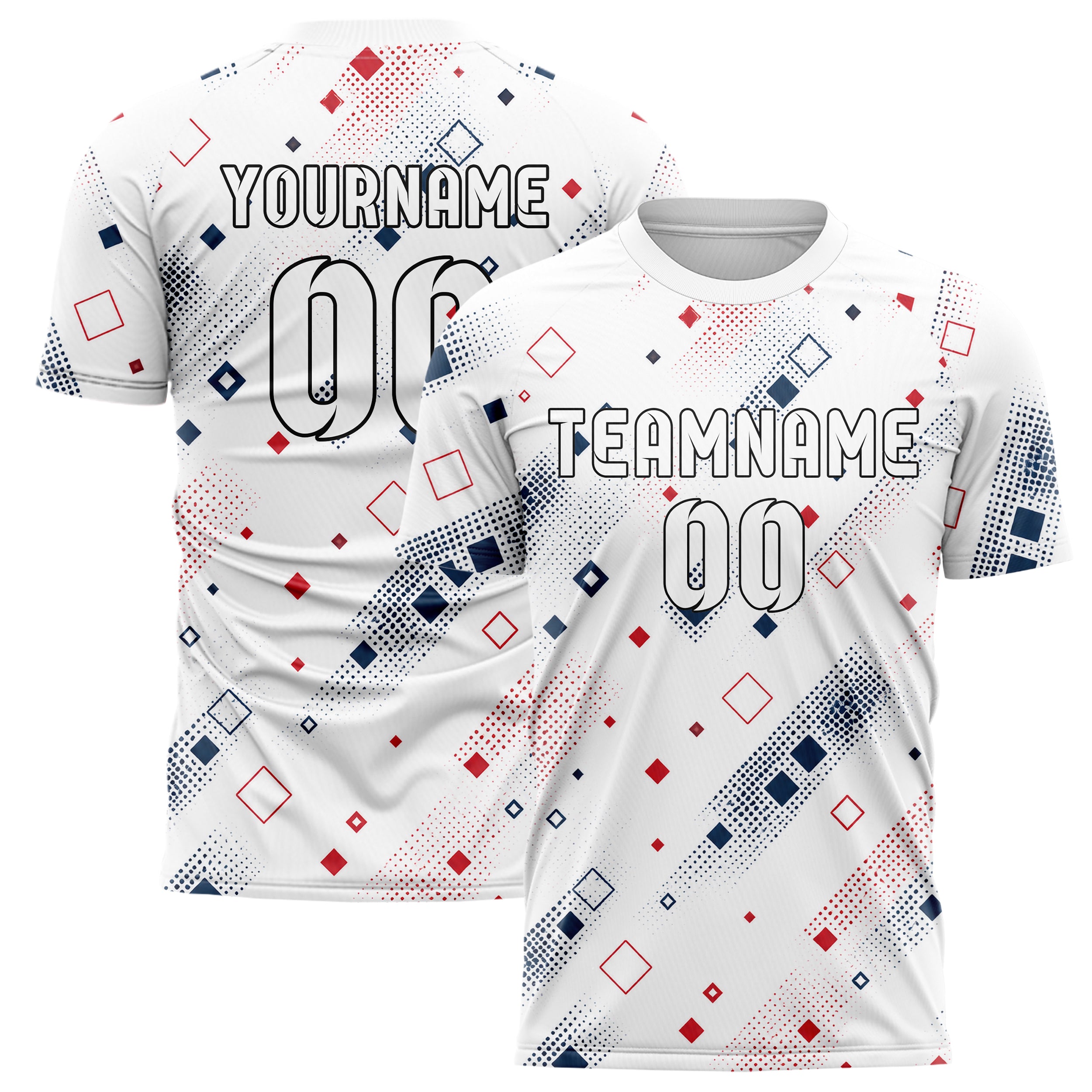 Weiss klassisches Rauten diagonale Tessellation Design 01-0290 individuelles Fußballtrikot main