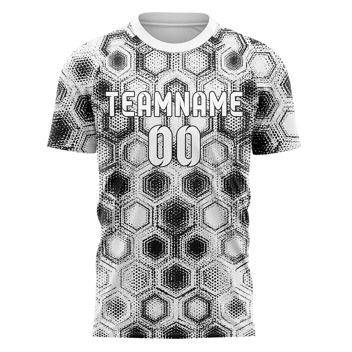 Weiss klassisches Rauten hexagonale Panels Design 01-0022 individuelles Fußballtrikot front