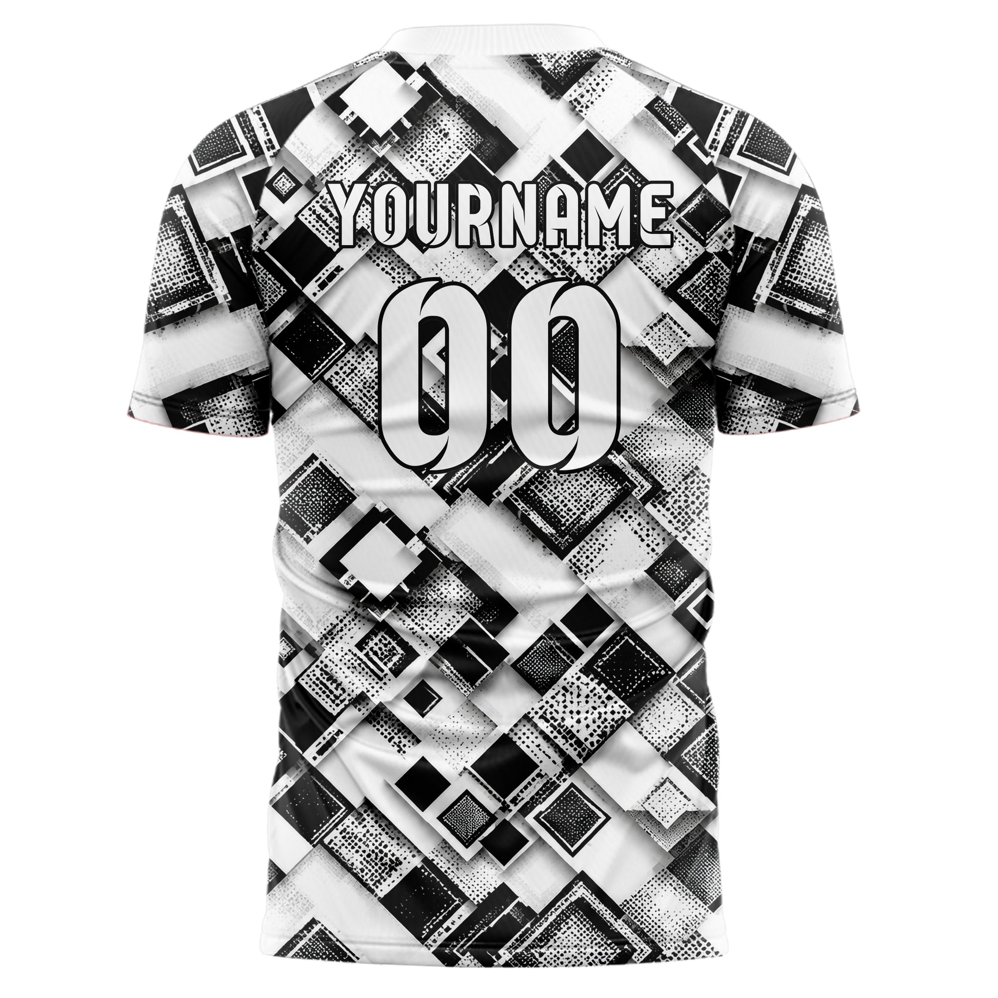 Weiss klassisches Rauten Layered 3D Rhombus Design 01-0019 individuelles Fußballtrikot back