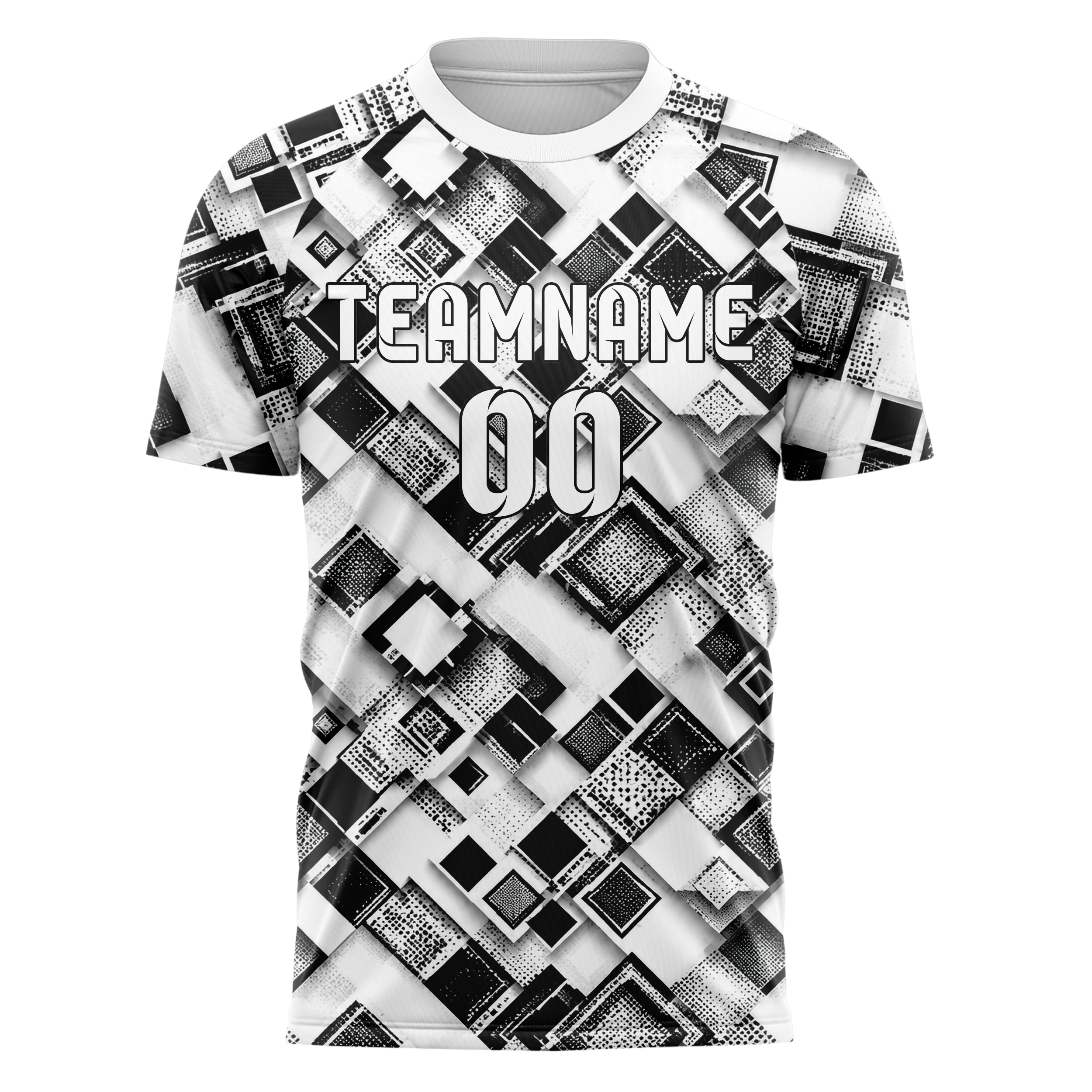 Weiss klassisches Rauten Layered 3D Rhombus Design 01-0019 individuelles Fußballtrikot front