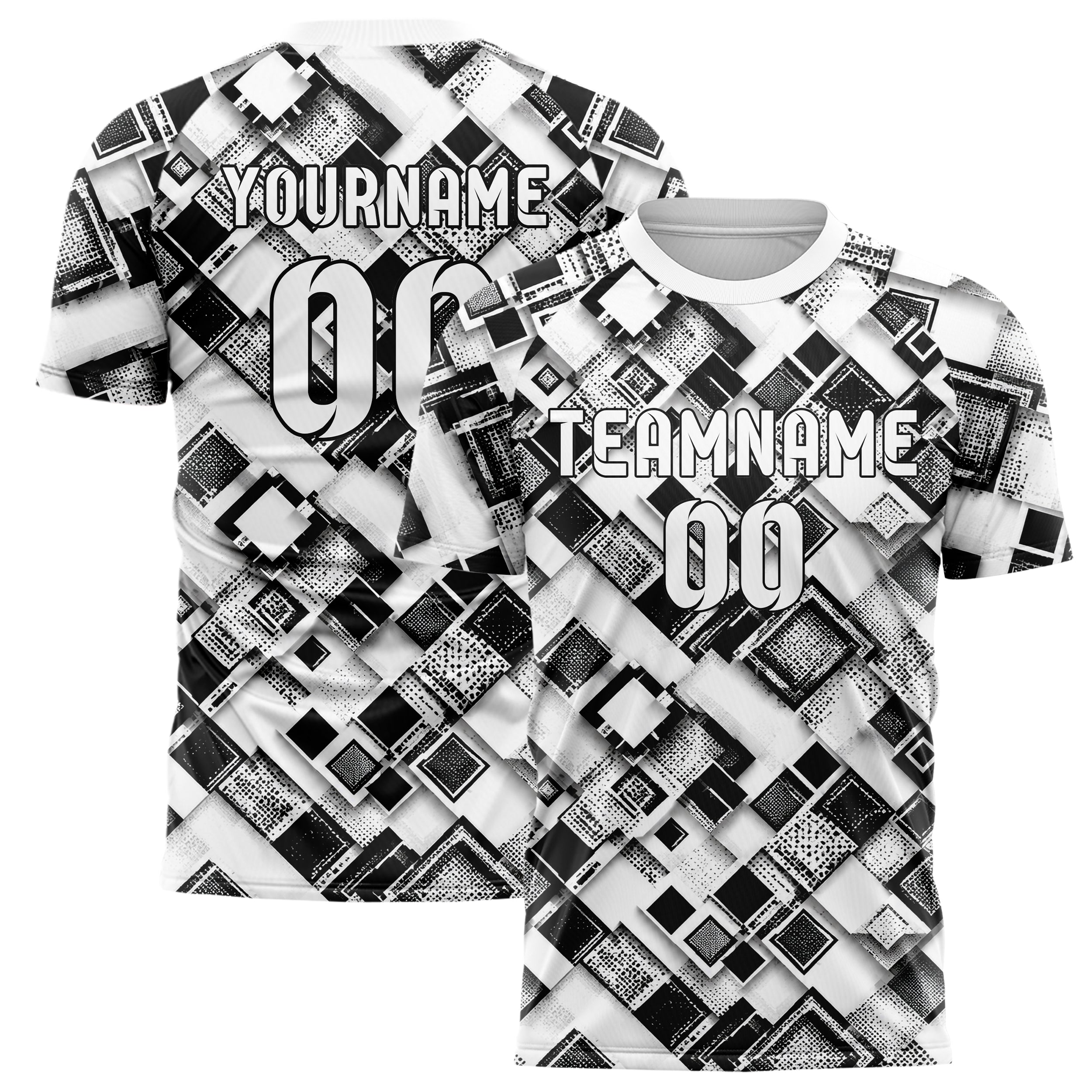 Weiss klassisches Rauten Layered 3D Rhombus Design 01-0019 individuelles Fußballtrikot main