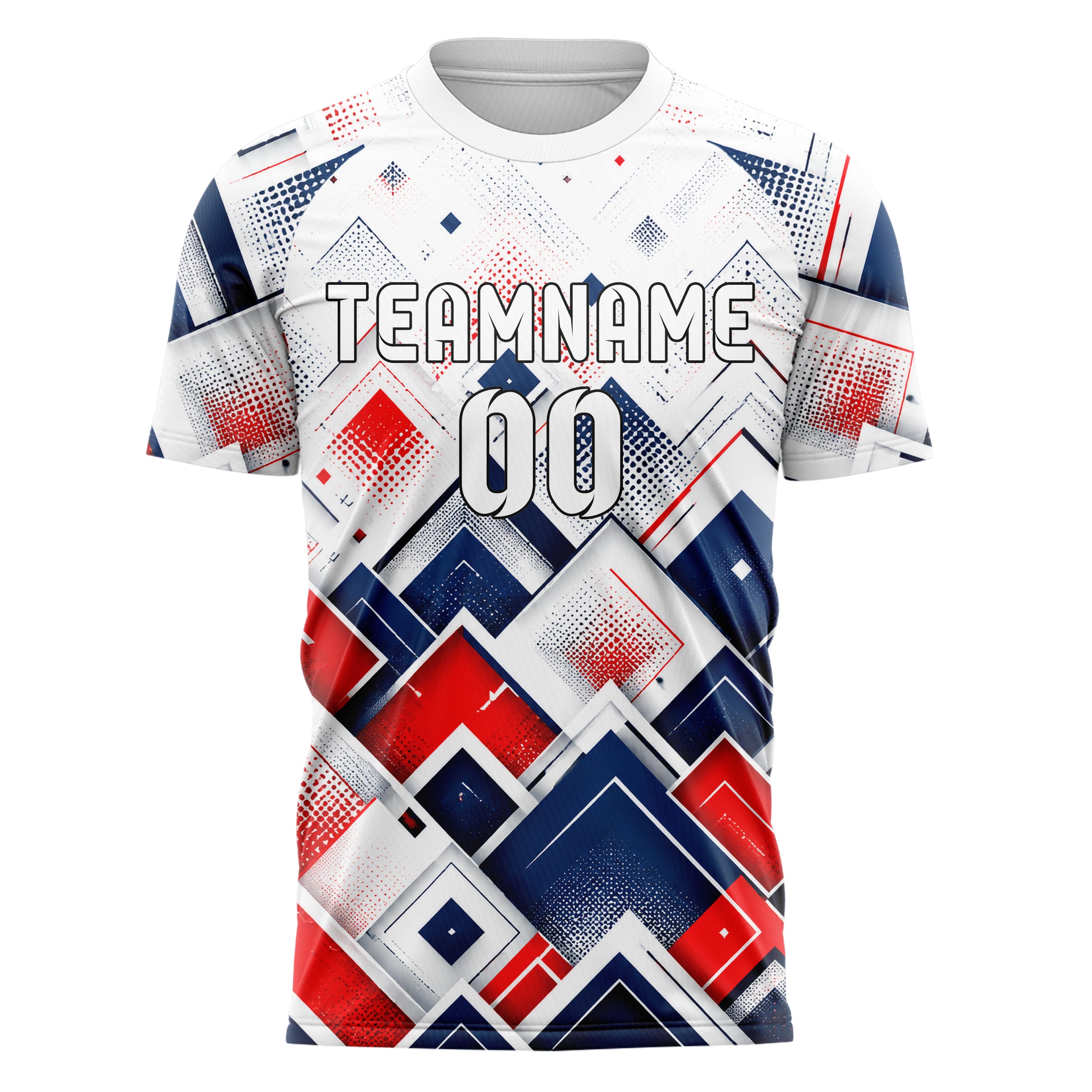 Weiss klassisches Rauten Layered 3D Rhombus Design 01-0107 individuelles Fußballtrikot front