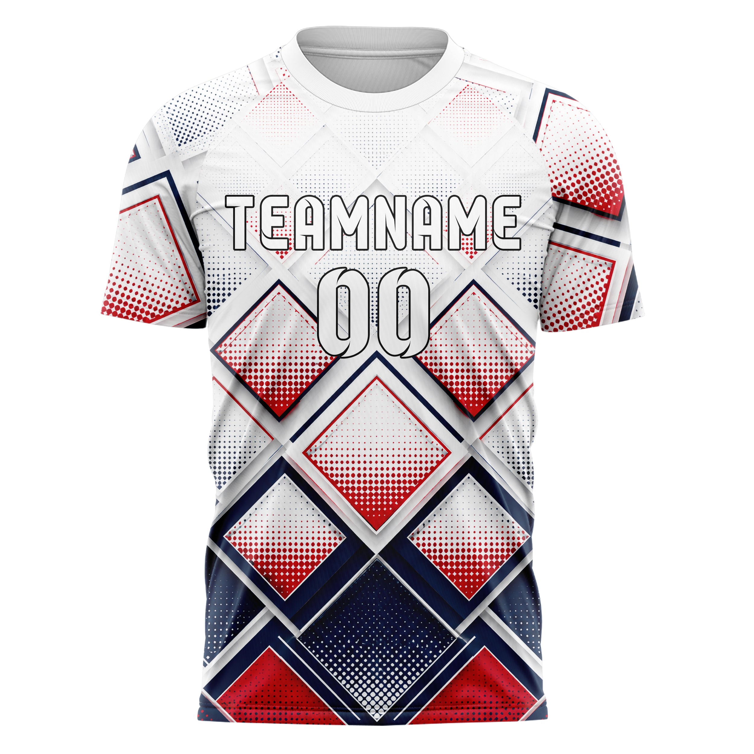 Weiss klassisches Rauten Layered 3D Rhombus Design 01-0275 individuelles Fußballtrikot front