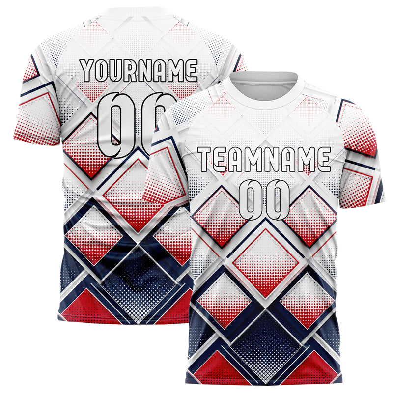 Weiss klassisches Rauten Layered 3D Rhombus Design 01-0275 individuelles Fußballtrikot main