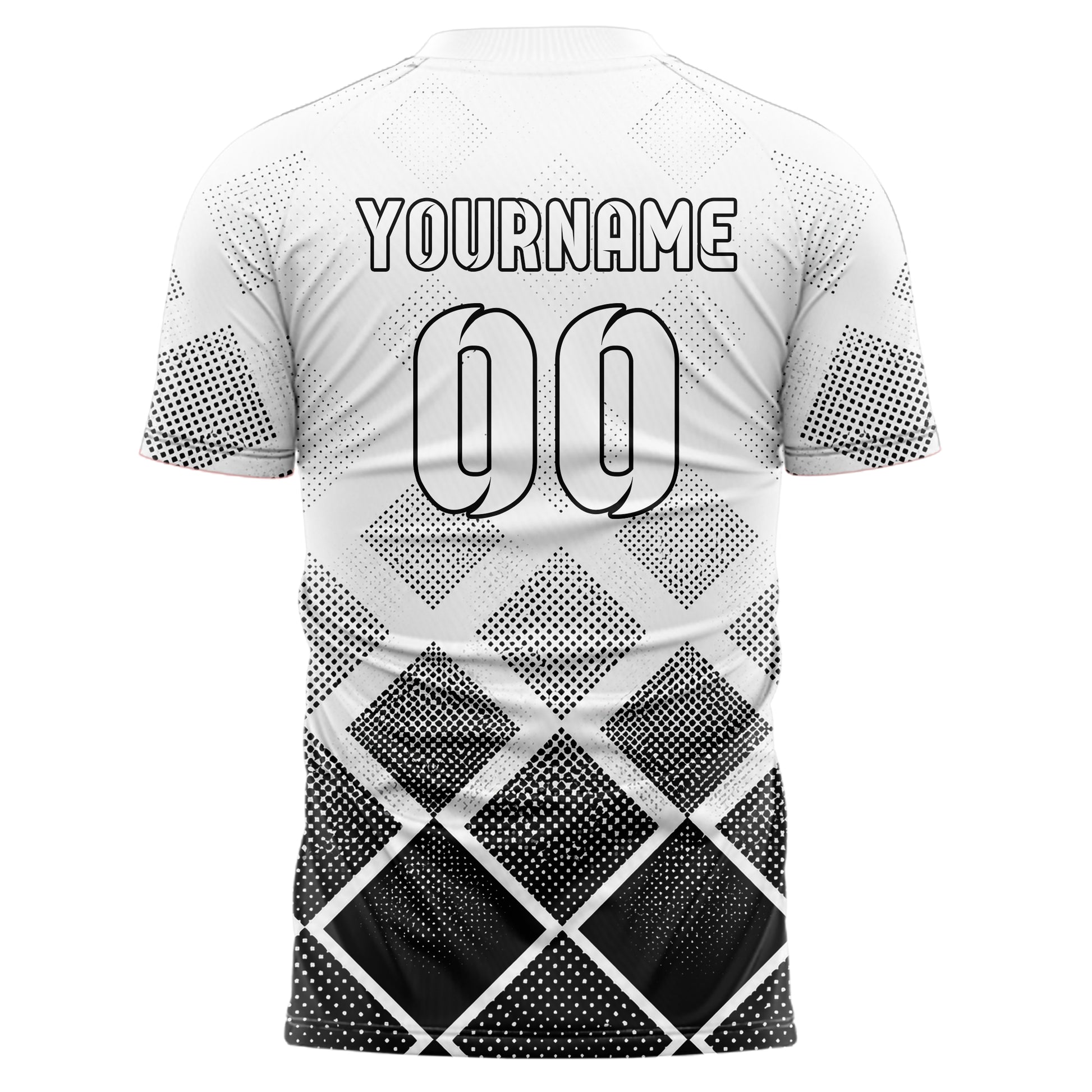 Weiss klassisches Rauten Micro to Macro Gradient Design 01-0196 individuelles Fußballtrikot back