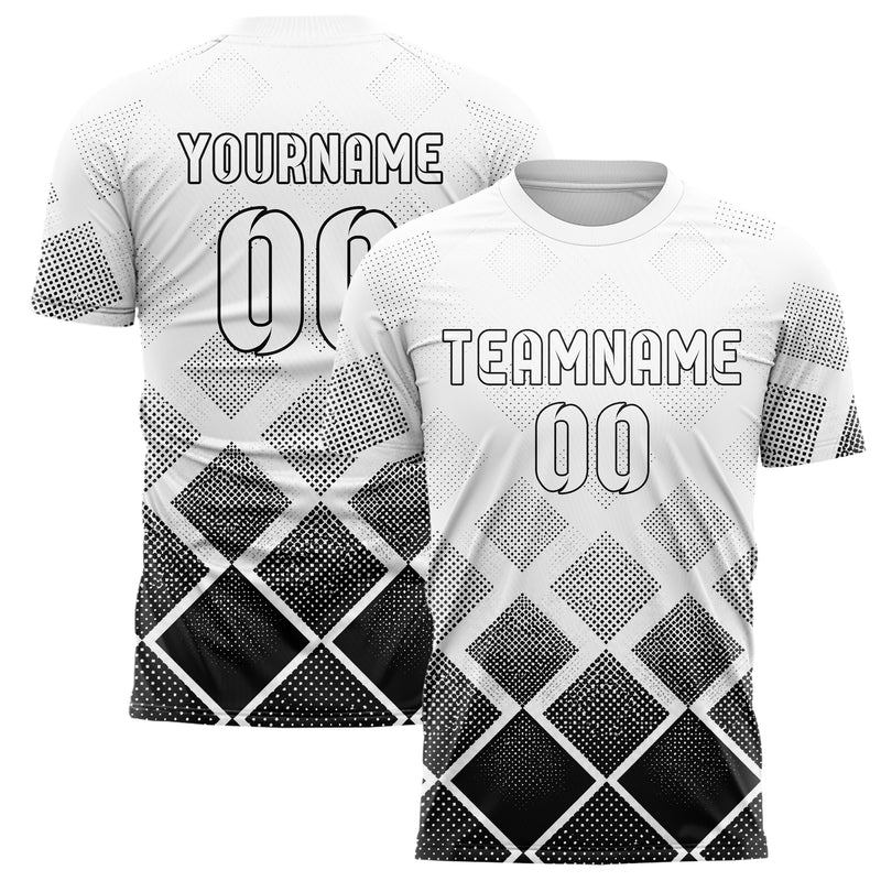 Weiss klassisches Rauten Micro to Macro Gradient Design 01-0196 individuelles Fußballtrikot main