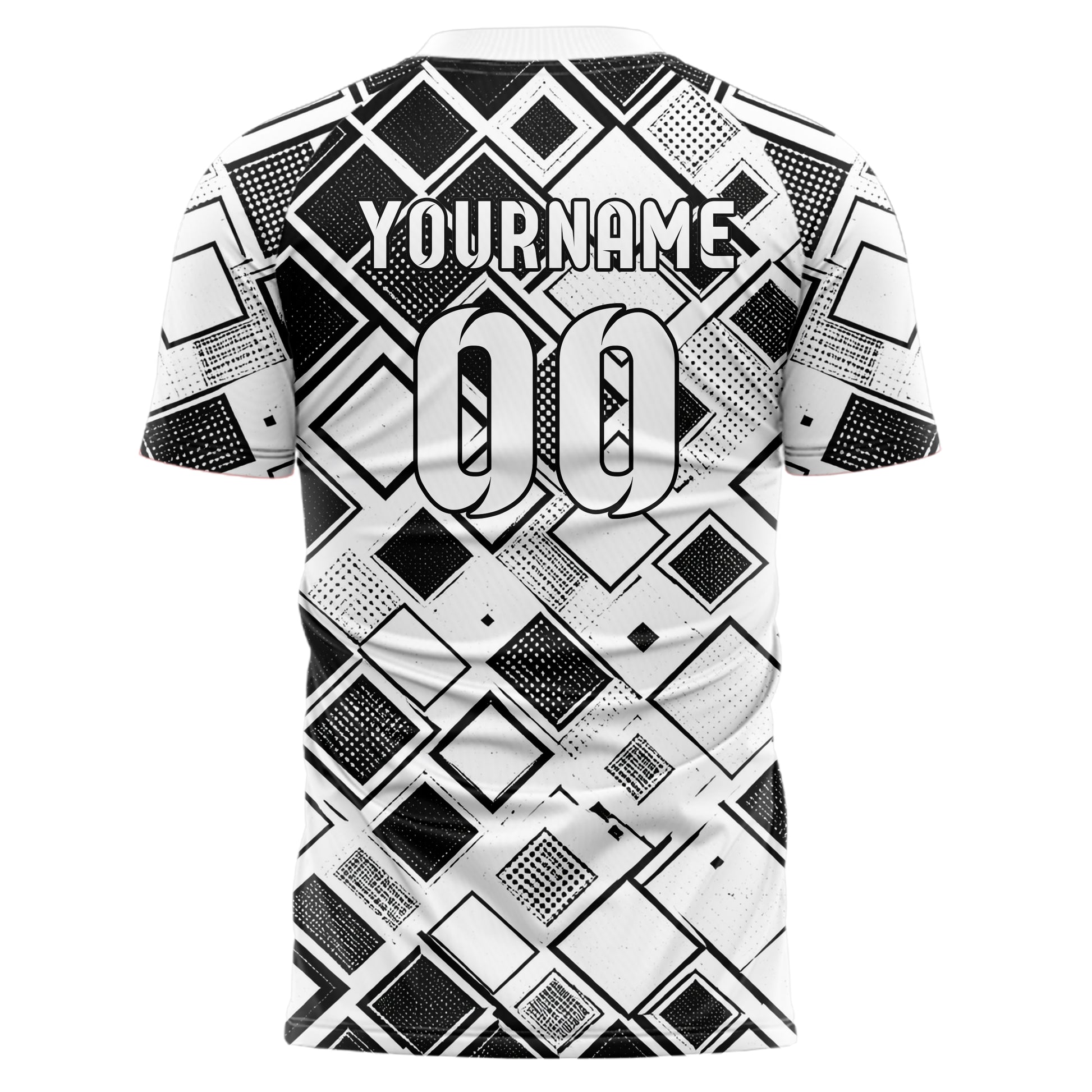 Weiss klassisches Rauten dichter Verlauf von oben Design 01-0016 individuelles Fußballtrikot back