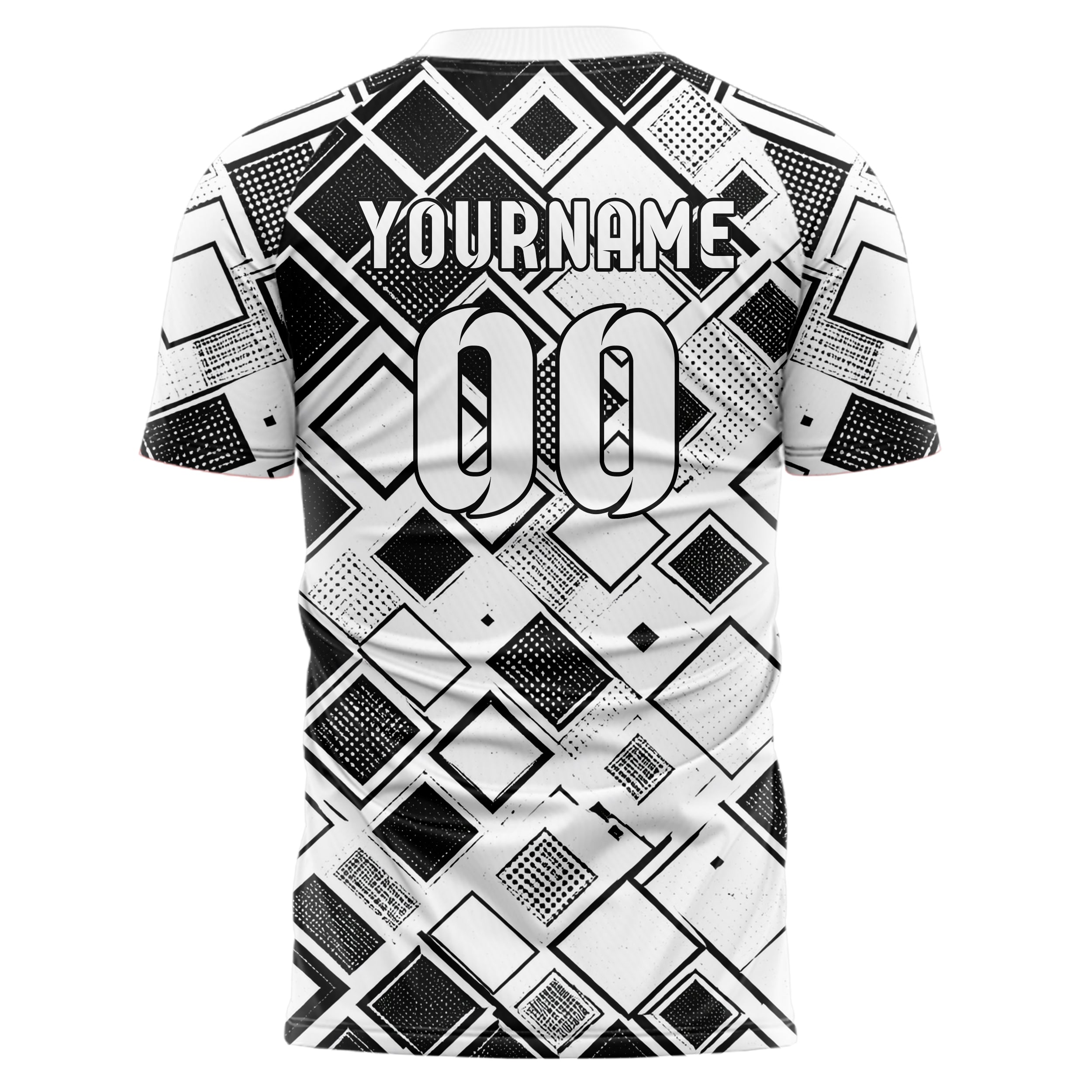 Weiss klassisches Rauten dichter Verlauf von oben Design 01-0016 individuelles Fußballtrikot back