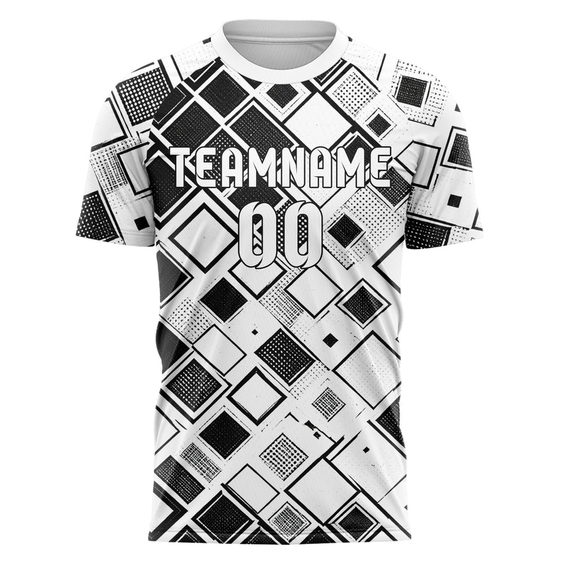 Weiss klassisches Rauten dichter Verlauf von oben Design 01-0016 individuelles Fußballtrikot front