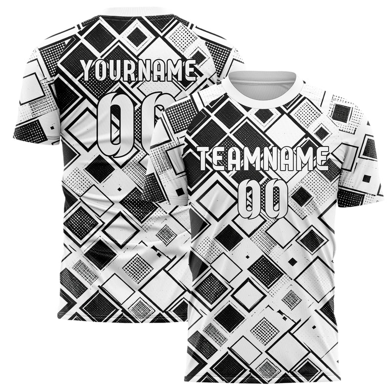 Weiss klassisches Rauten dichter Verlauf von oben Design 01-0016 individuelles Fußballtrikot main